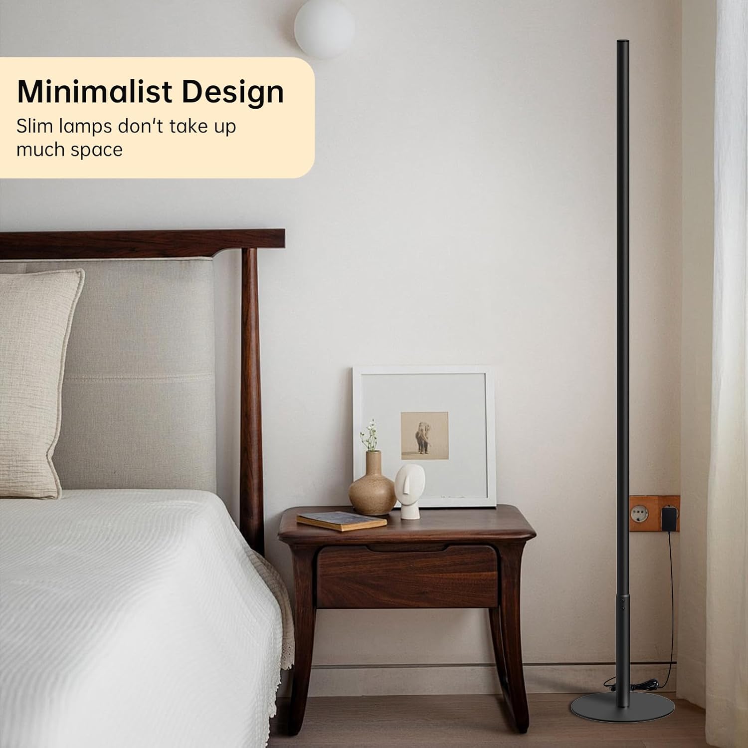 Detalle de Hzitcigm LED Stehlampe Wohnzimmer – Dimmbare Stehleuchte mit Farbtemperaturen 2700K–6500K, Memory-Funktion, Fernbedienung, 147 cm