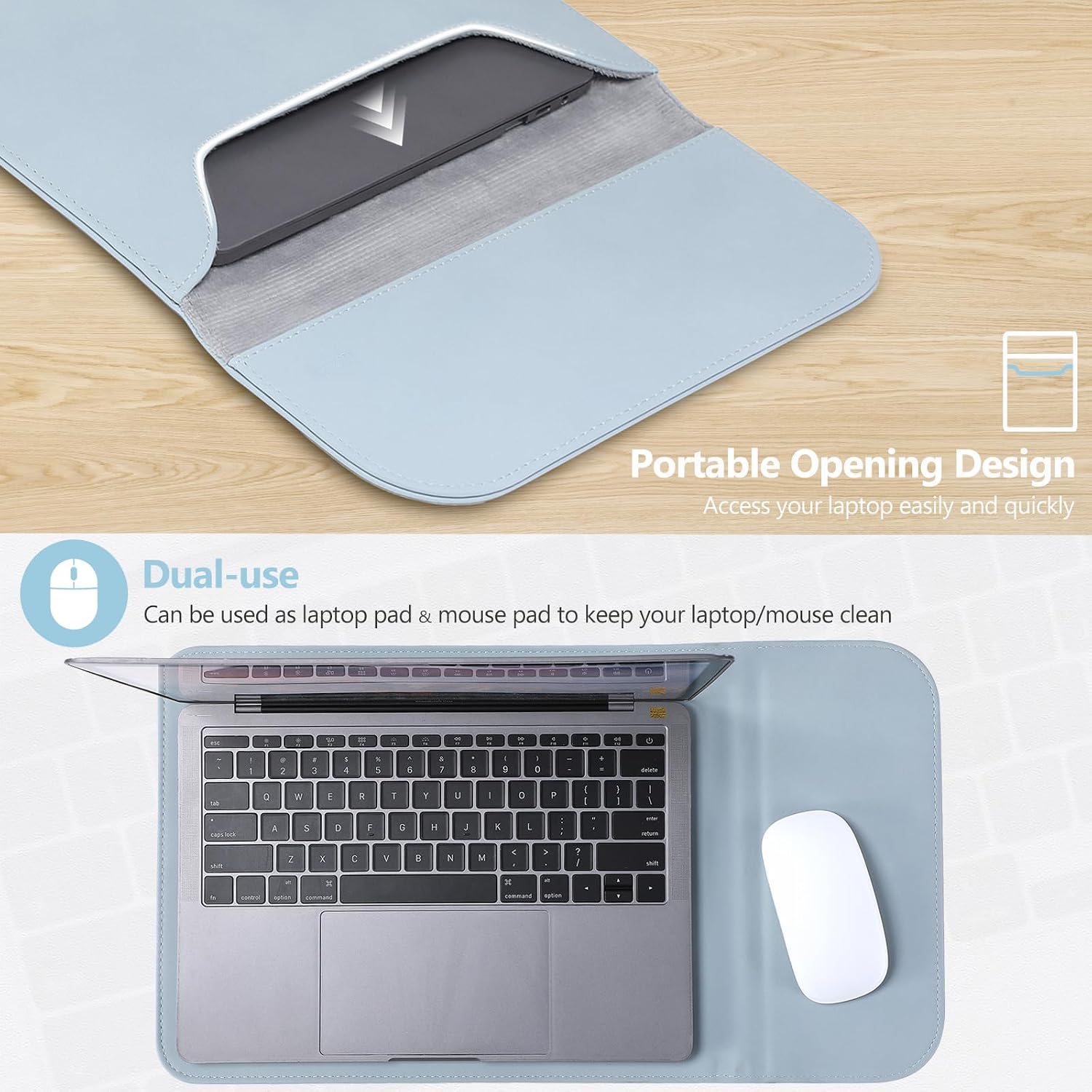 Thumbnail 4 de HYZUO 13-inch Laptop Sleeve Case in Pale Blue (microfibre suede look) for 12–13 inch devices