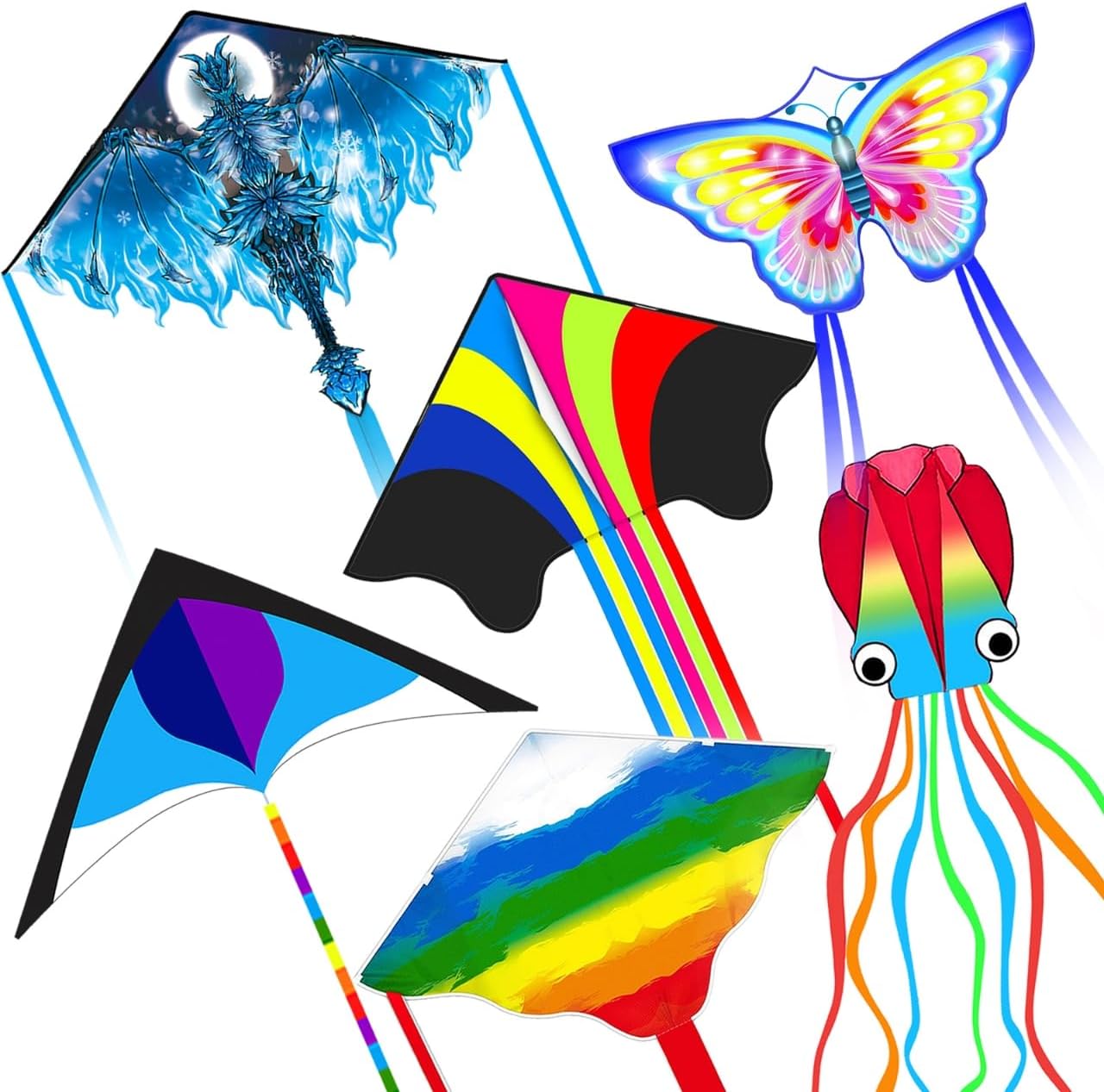 Thumbnail 6 de Kites for Kids & Adults Beach Kites Set for Beginners (Butterfly, Octopus & Triangular) — Kite String Included