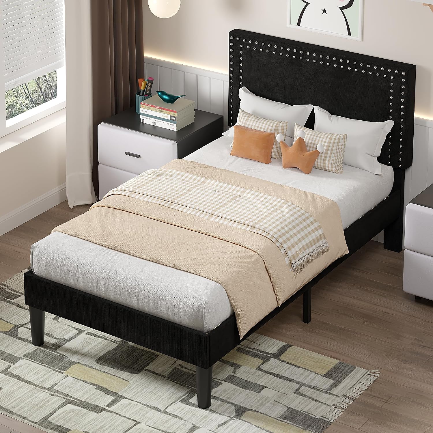 Detalle de VECELO Twin Platform Bed Frame