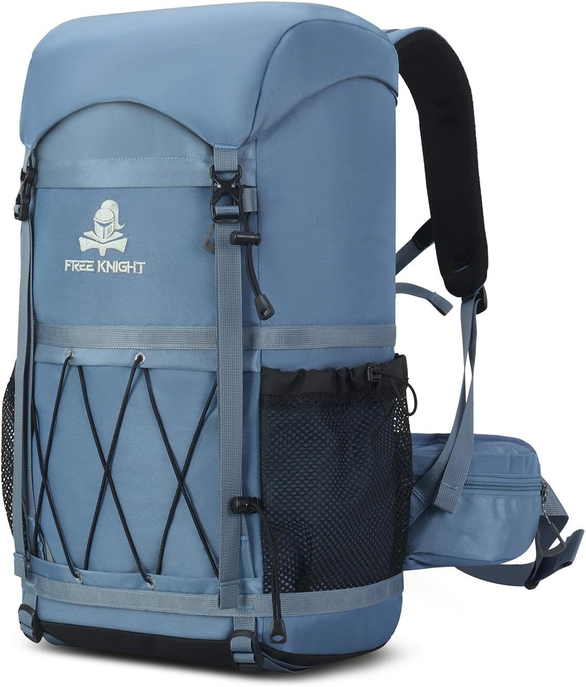Detalle de Bseash 40L Waterproof Hiking Backpack with Rain Cover – Light Blue