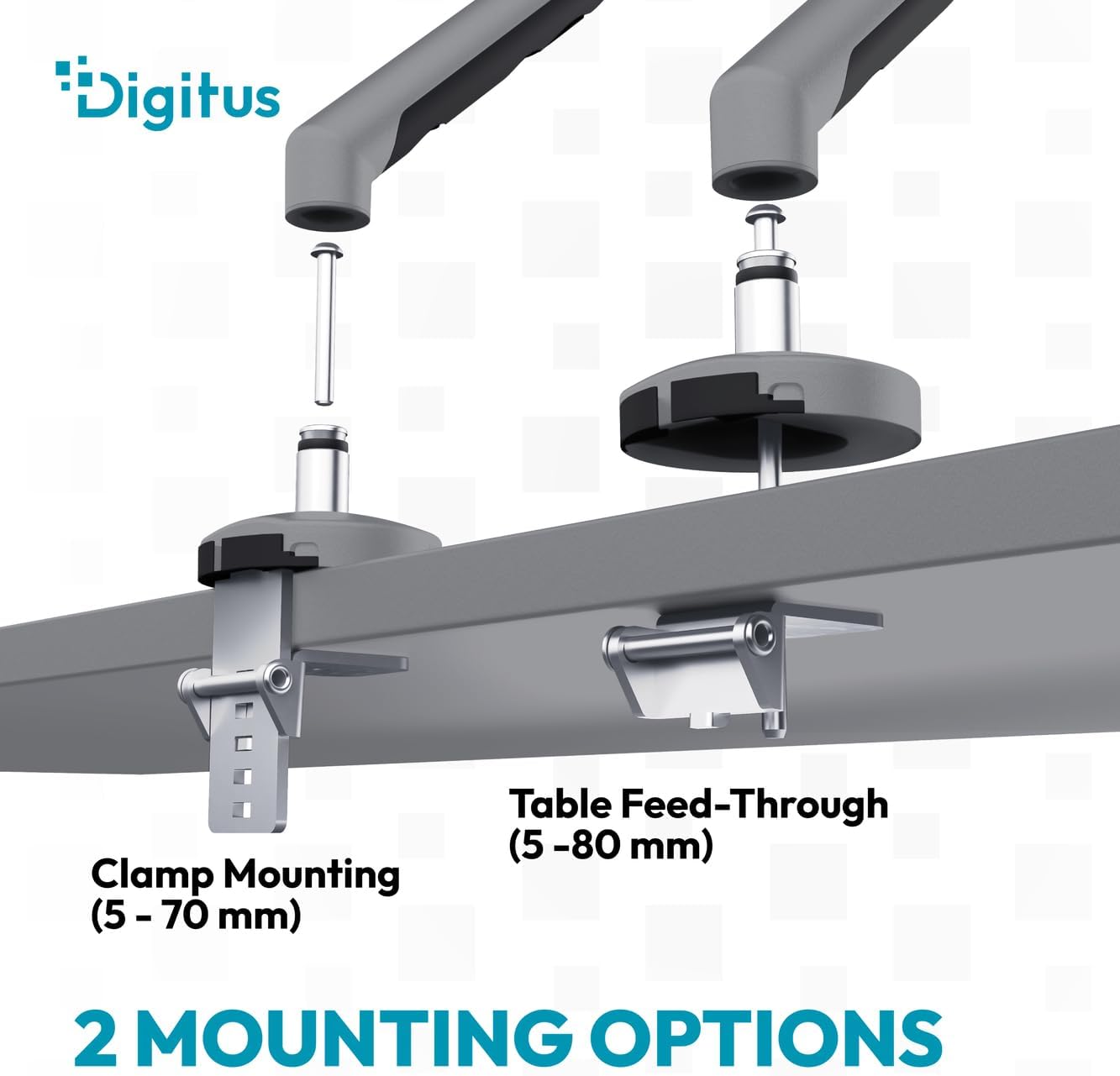 Detalle de DIGITUS Design – uchwyt do monitora do 35 cali, sprężyna mechaniczna, 10 kg