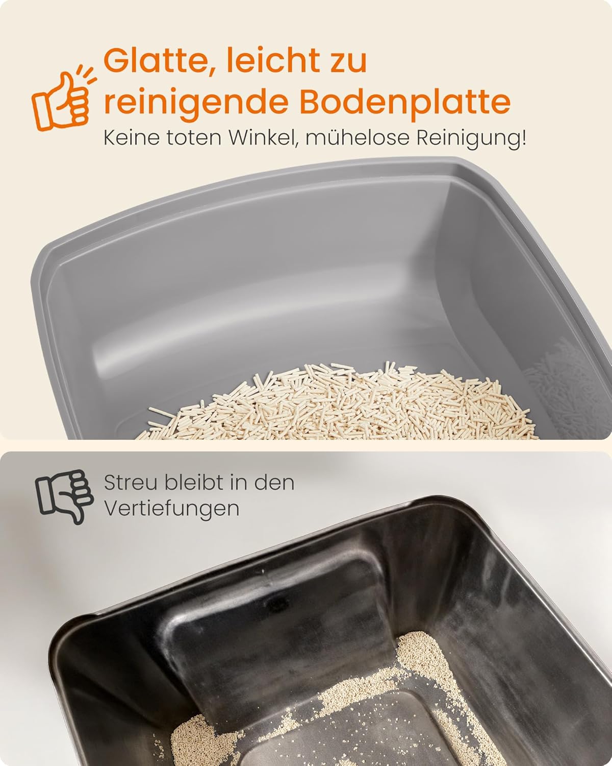 Thumbnail 3 de Feandrea Katzenklo mit hohen Seitenwänden, XL, offene Katzentoilette (PPT009W101) – mit Schaufel