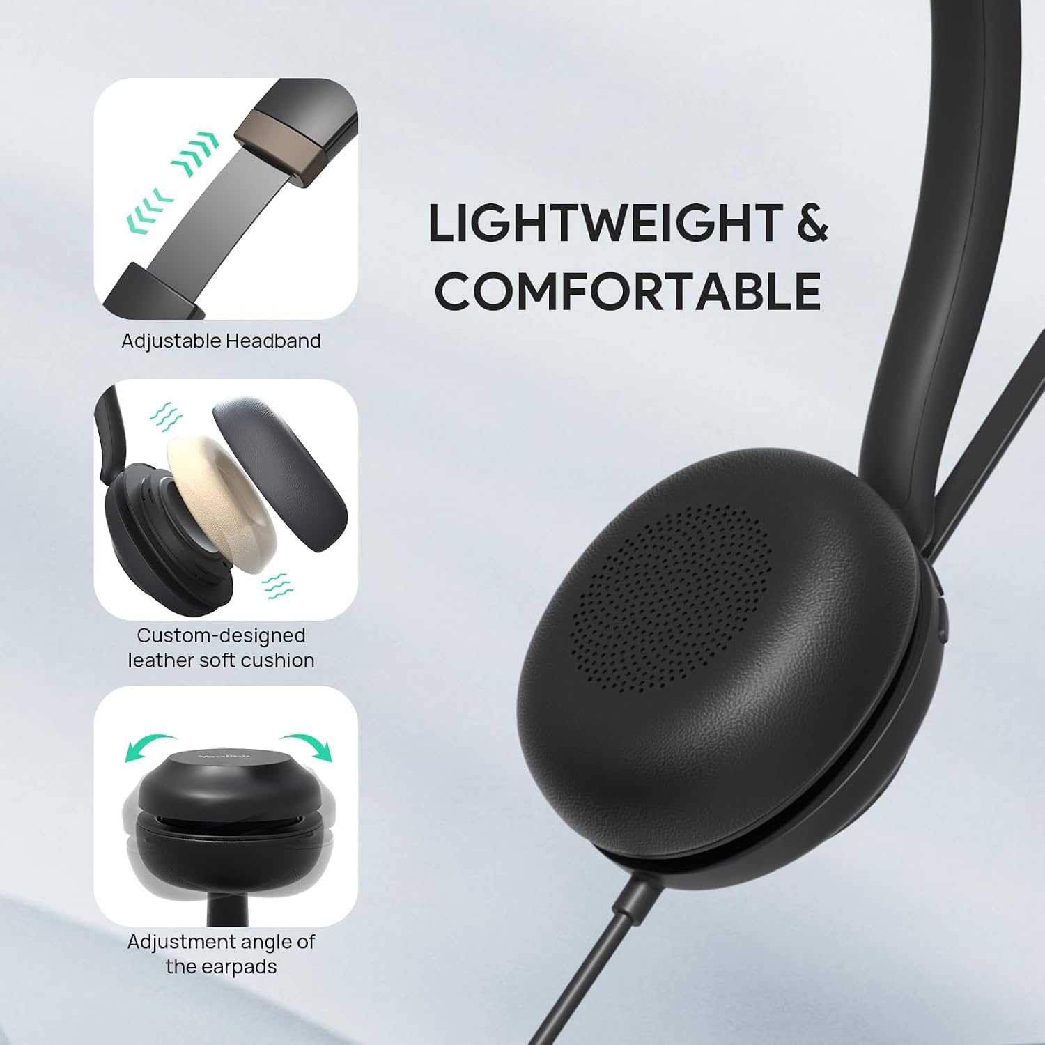 Thumbnail 2 de Yealink UH37 Teams USB Headset with Dual Mics and USB-C/A