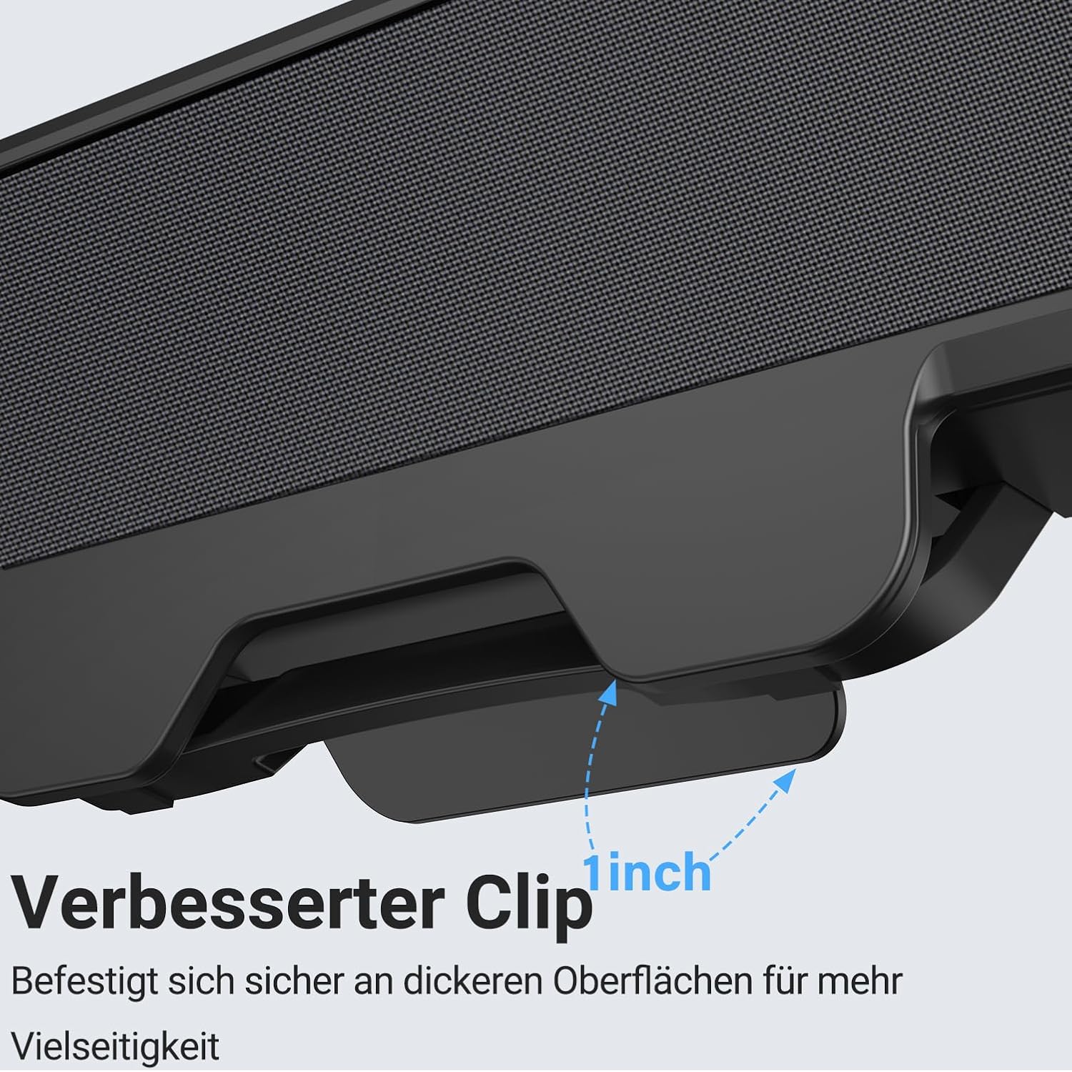 Detalle de Inwa PC-Lautsprecher USB A/C mit Monitor-Klemme (10 W) – Plug-and-Play für Schreibtisch, Lernen & Meetings