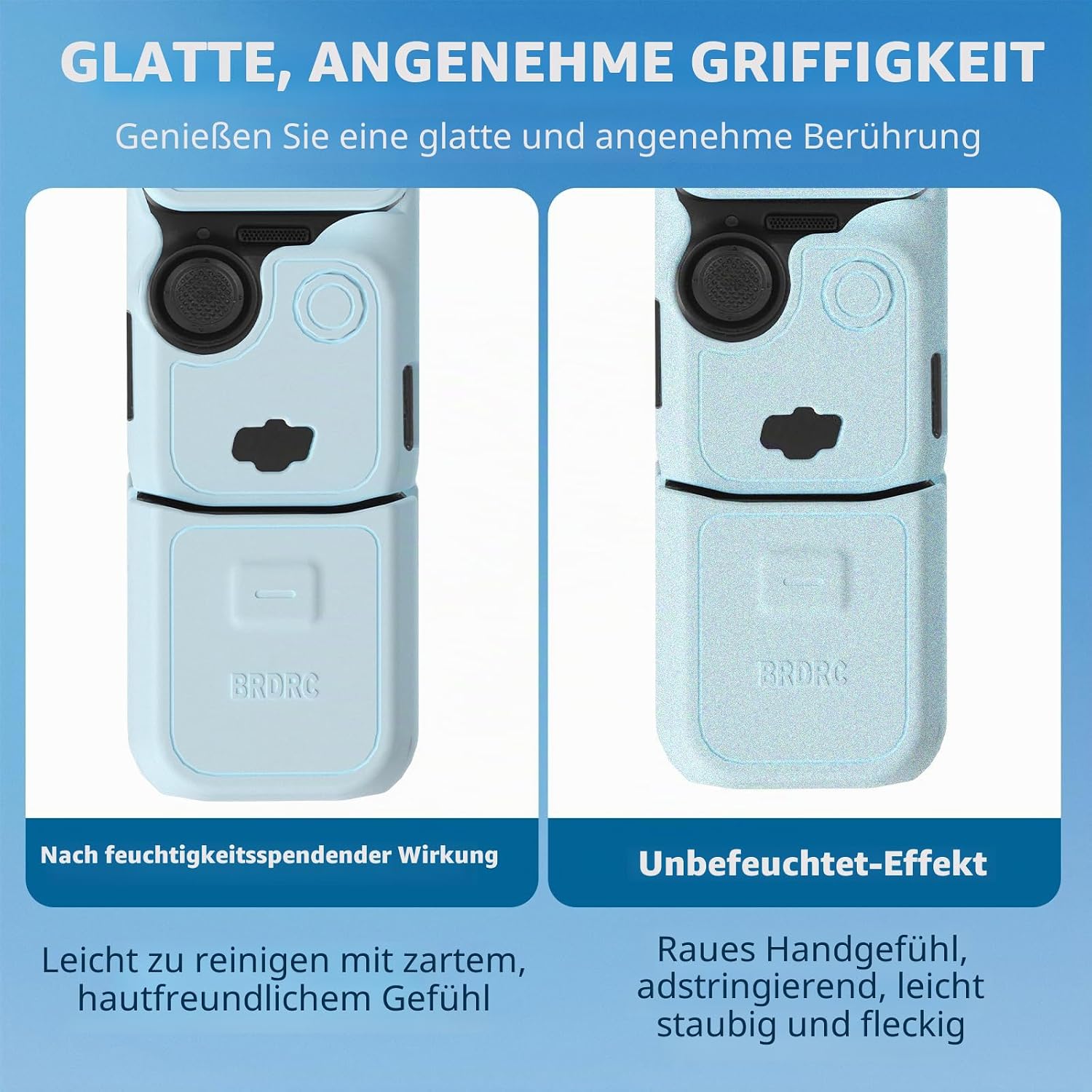Detalle de BRDRC Pocket 3 Silikonhülle – Rundum-Schutz für DJI Osmo Pocket 3 (Creator Combo), Blau