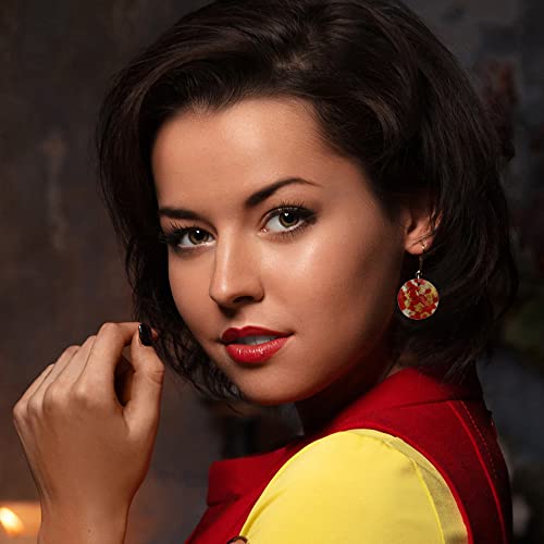 Detalle de Pendientes Colgantes Fashion Ligeros de Dragon Porter – Estilo 18, Rojo y Hoja Oro