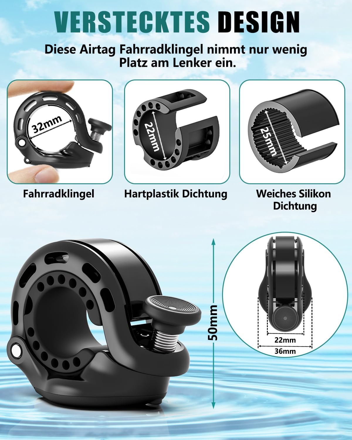 Detalle de Fahrradklingel mit AirTag-Versteck 110 dB