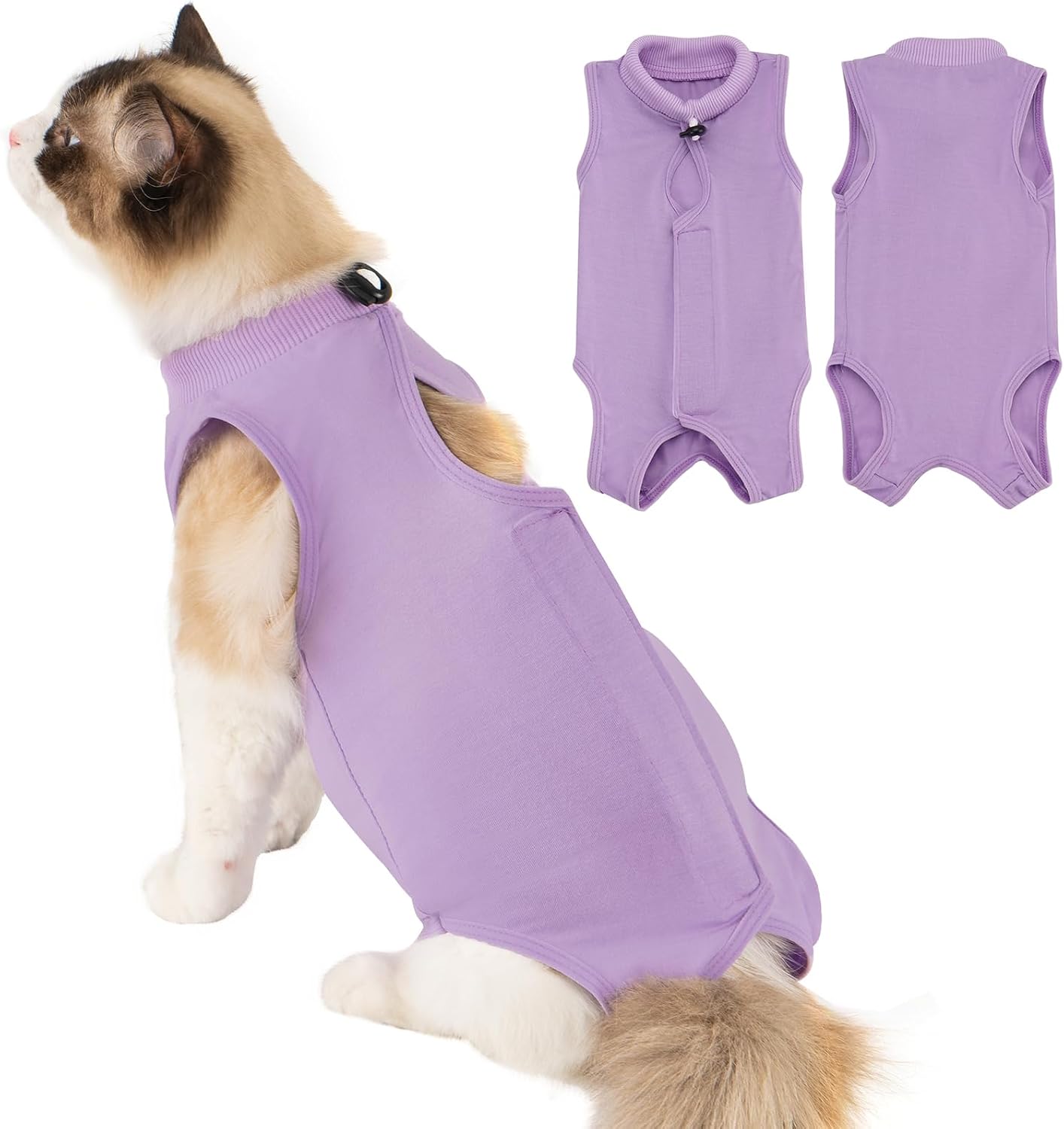 Avont Cat Recovery Suit Post-Surgery Kitten Onesie for Spayed Female Cats (Purple, L)
