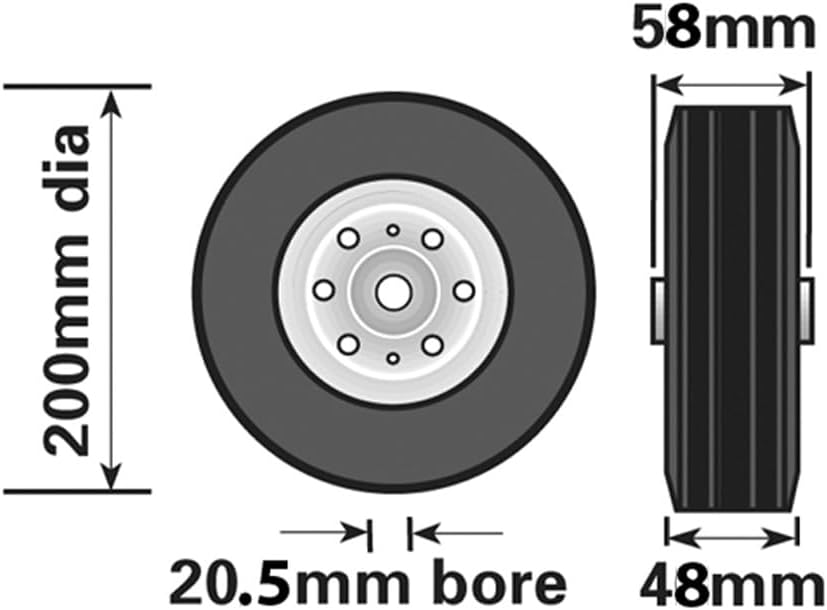 Thumbnail 2 de Maypole 200 mm Replacement Steel Wheel for Jockey Wheel (Tyre Width 48mm) – 200mm Diameter, 300kg Max Static Load