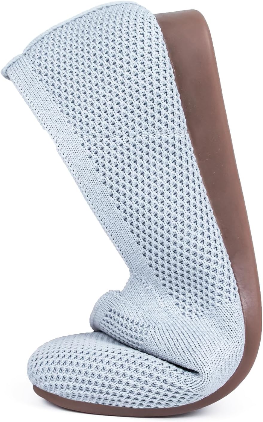 Detalle de Puxowe Damen Ballerina Slip-On Strick – Bequeme flache Schuhe mit runder Zehe