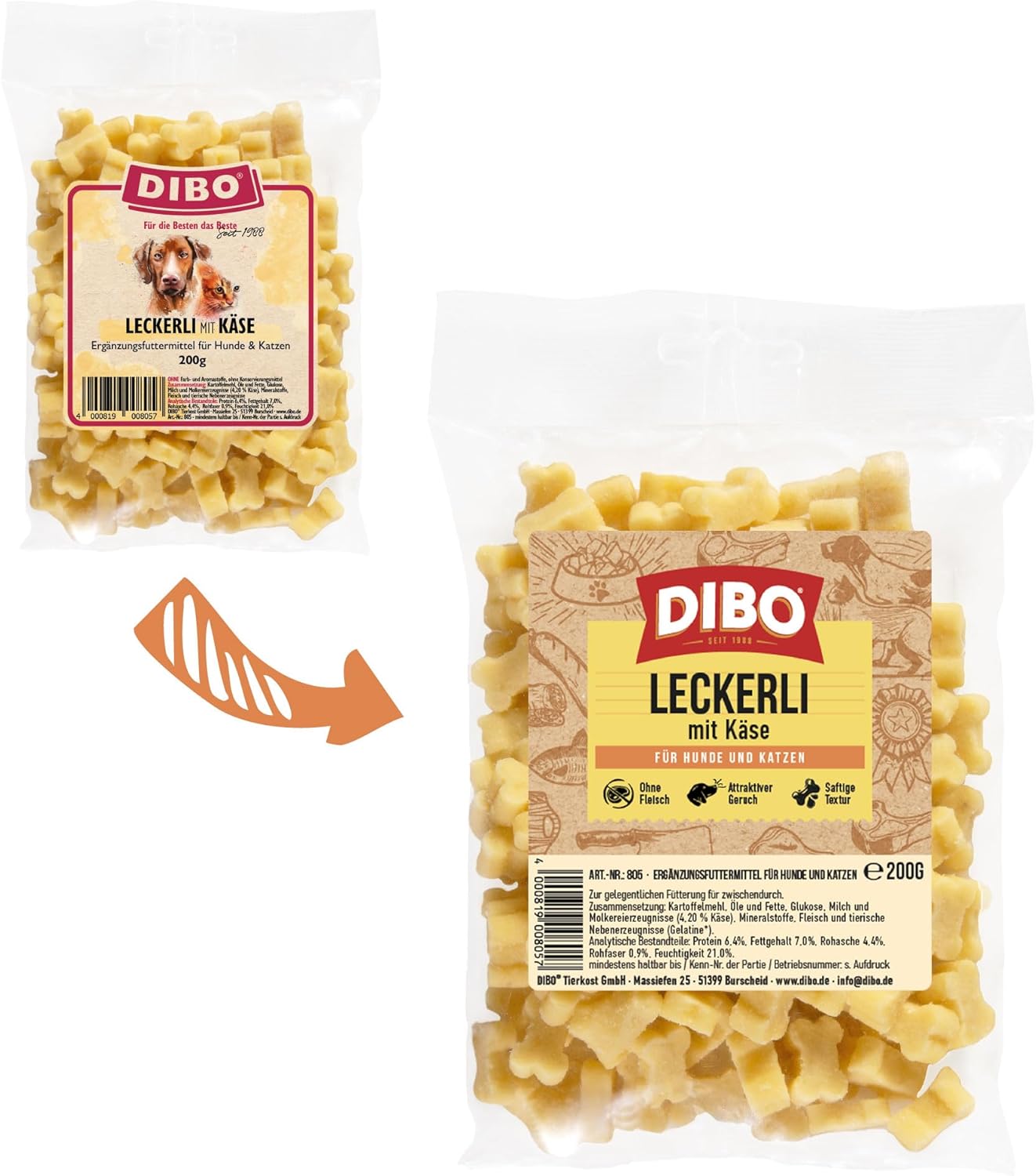 Thumbnail 1 de Friandises DIBO Friandises avec Fromage (sachet 200 g) pour chien et chat