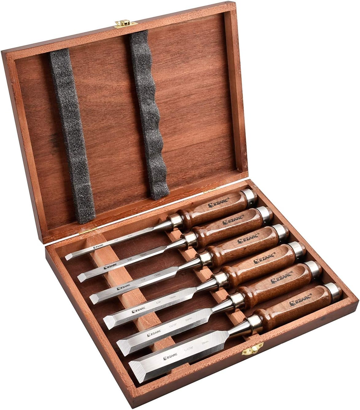 Detalle de EZARC 812295 Wood Chisel Set, 6-Piece Chrome-Vanadium Steel with Ash Handles