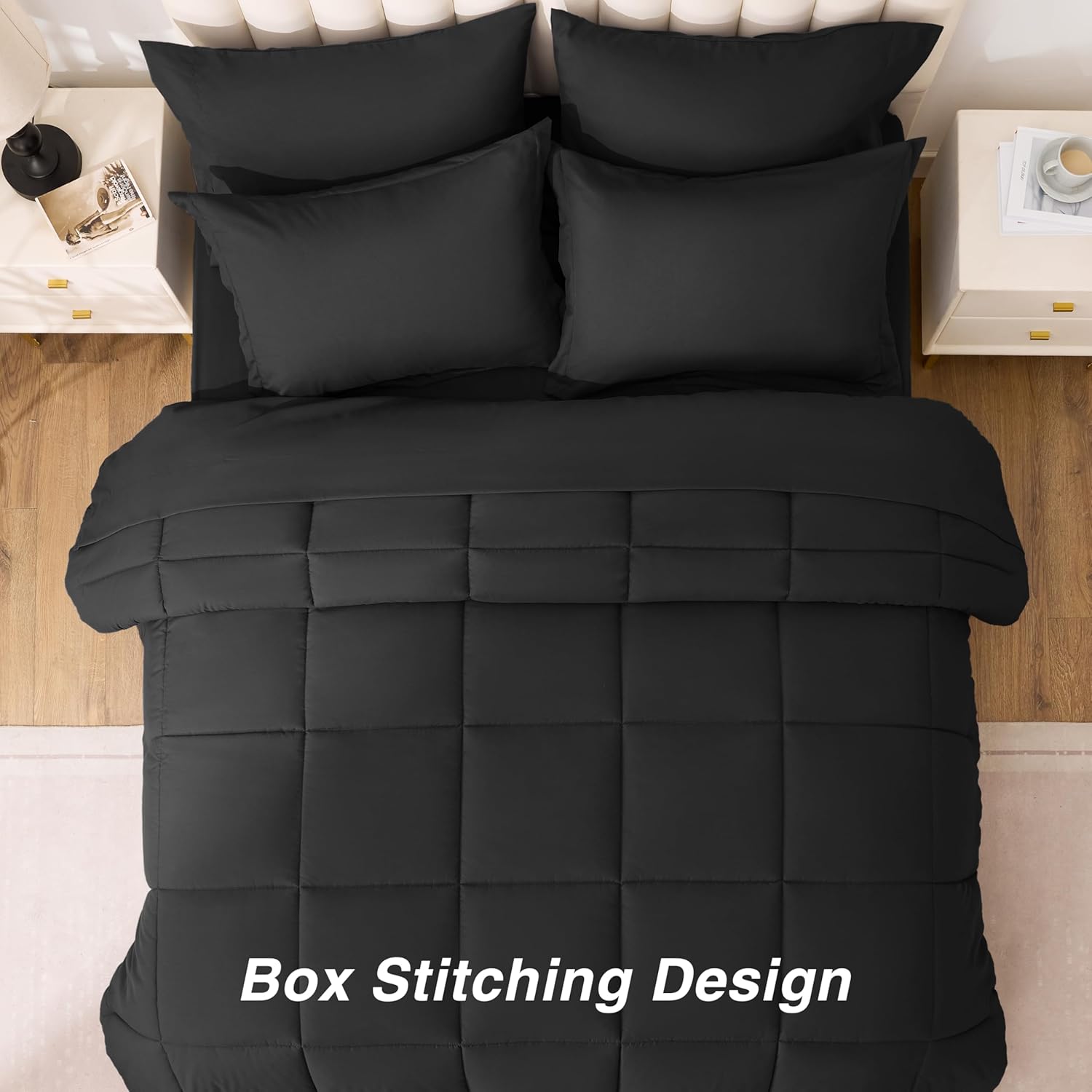 Thumbnail 3 de Love's cabin 5-Piece Twin/Single Duvet Set in Ash Black — Soft, Breathable All-Season Bedding