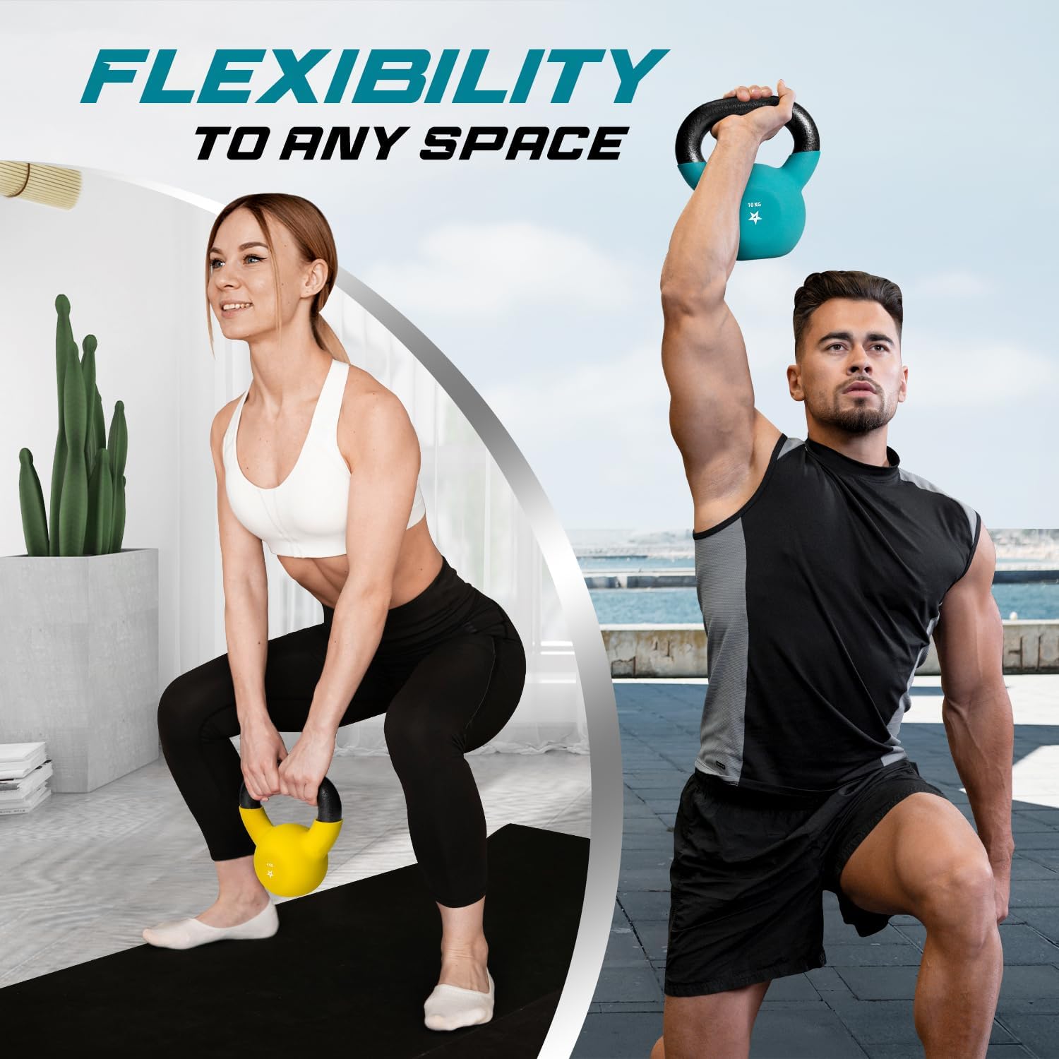 Thumbnail 4 de Yes4All Neoprene Coated Cast Iron Kettlebell (2–20 kg) – Single Multicolor Kettlebell for Home Gyms