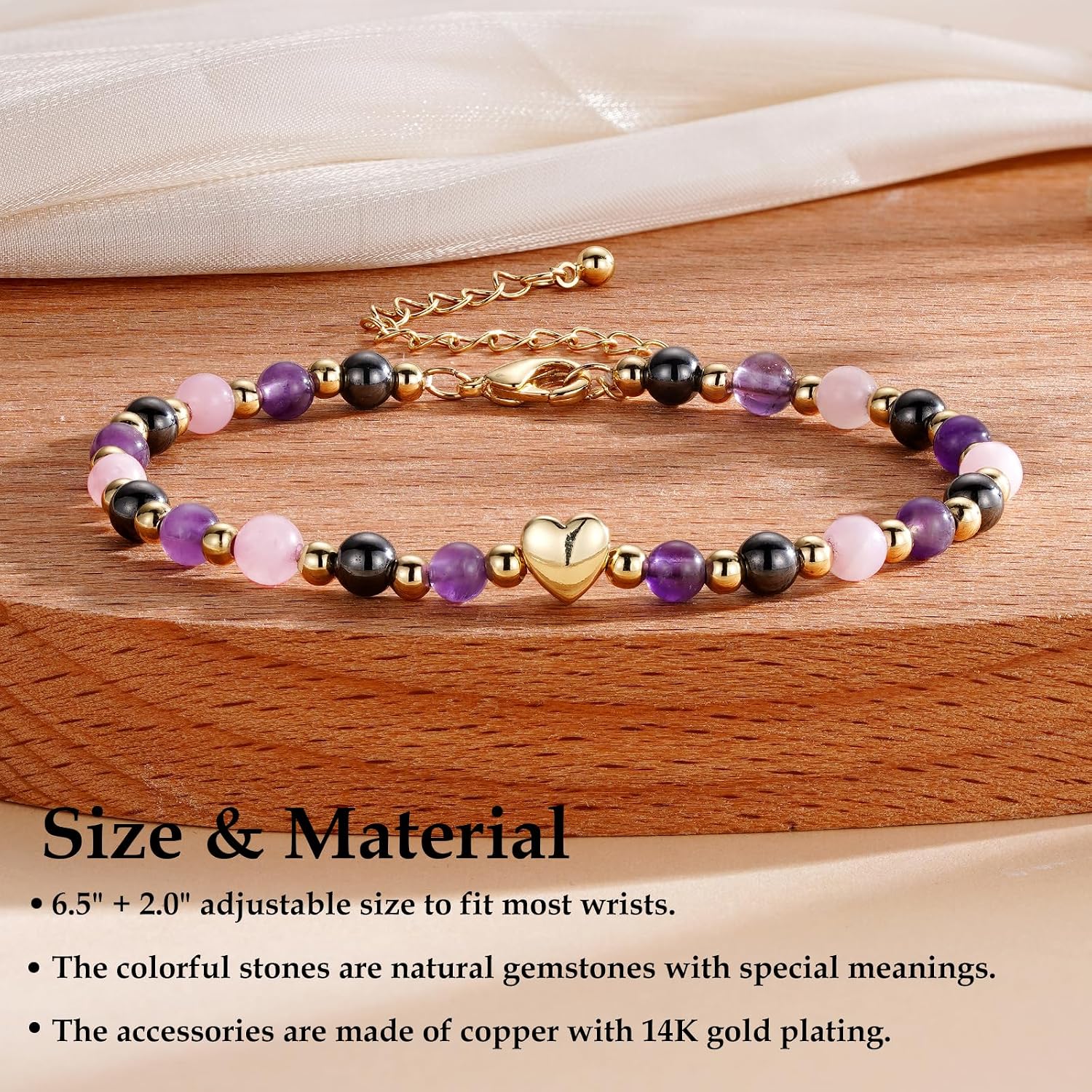 Detalle de Lydow Crystal Bracelet in Natural Stone