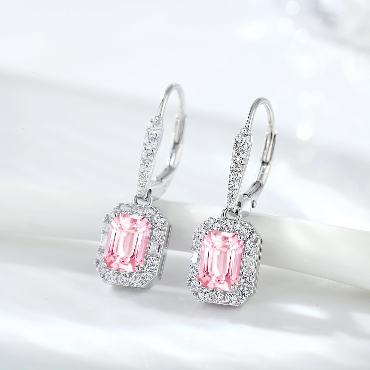 Detalle 2 de jiamiaoi 18 Karat Weißgold plattiert Ohrringe (Sterling Silber 925) mit Zirkonia, 25 mm lang