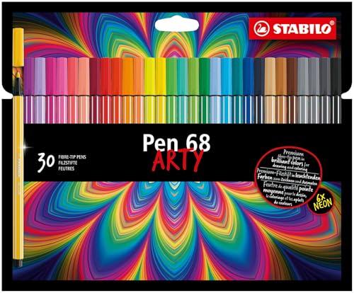 Detalle de STABILO Pen 68 ARTY – Étui ressourçant de 30 feutres couleur assortie pour coloriage adulte