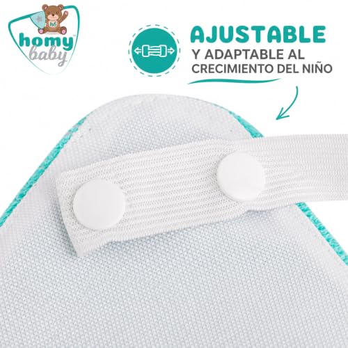 Detalle 2 de HOMYBABY Pack 5 Baberos Rizo Bebe Impermeables – Guardería y BLW, Reutilizables