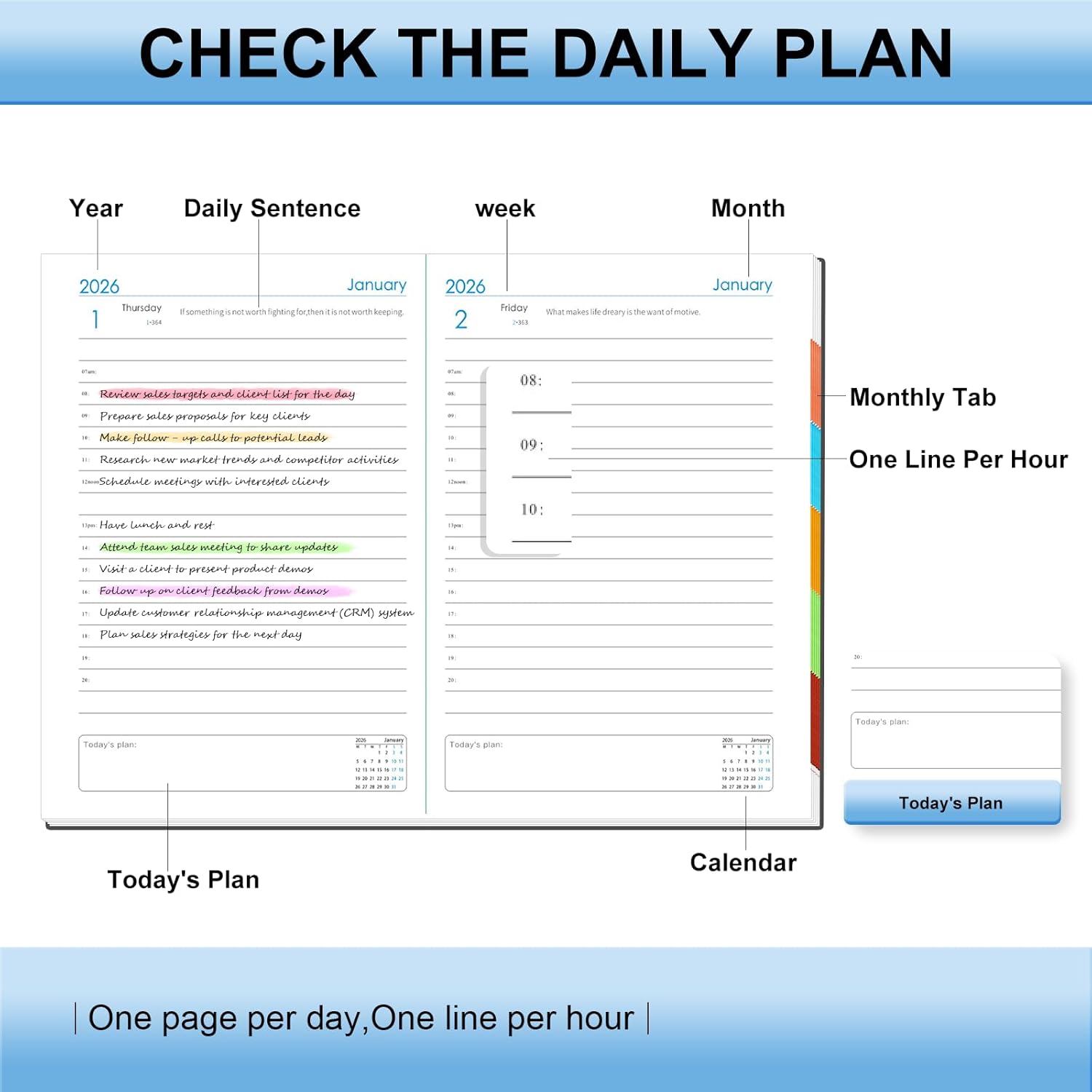 Thumbnail 4 de 2026 Diary A5 Page a Day Daily Planner 📓