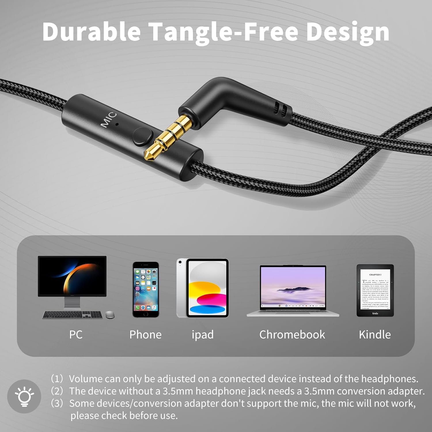 Thumbnail 4 de Botesty Sound Wired Headphones with Microphone – Over-Ear, Foldable, 3.5mm, 4.9ft Nylon Cord (Black)