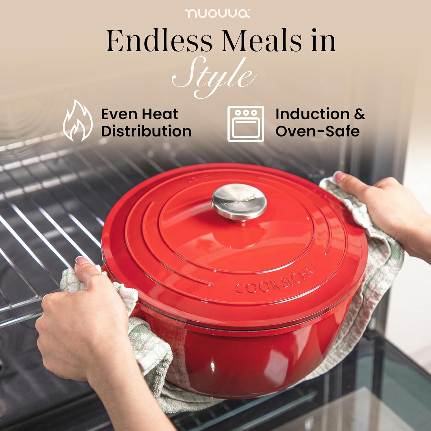 Thumbnail 5 de Nuovva Non-Stick Aluminium Deep Dutch Oven Pot with Lid (4L, 24cm) – Red