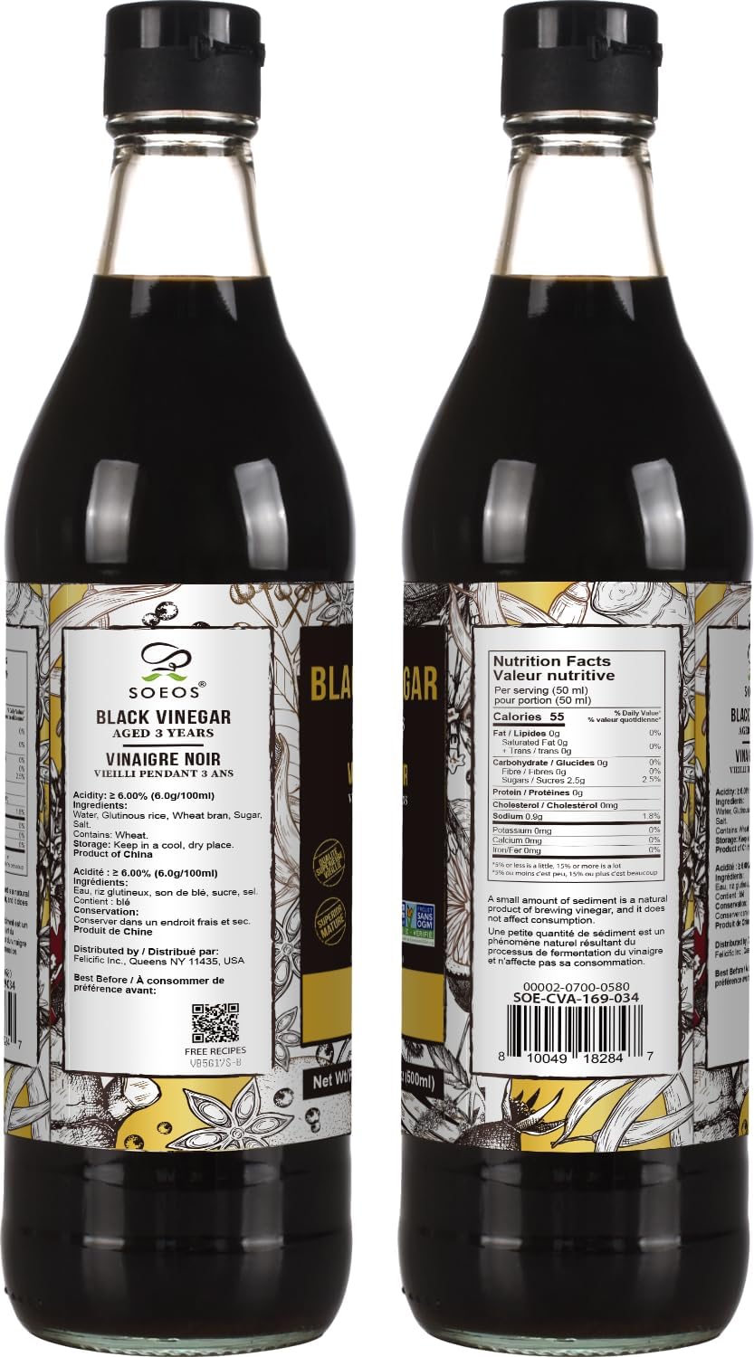 Thumbnail 1 de Soeos Chinkiang Vinegar, 500 ml Chinese Black Vinegar, 3 Years Aged