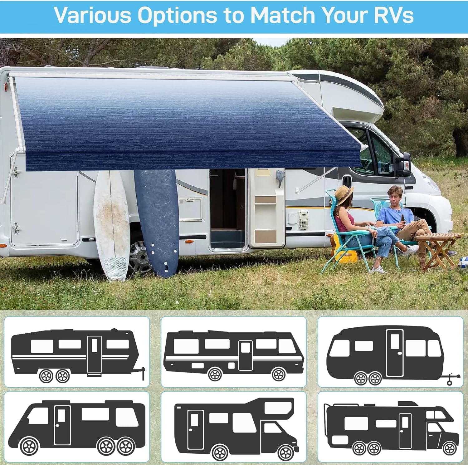 Detalle de Glamful RV Awning Fabric Replacement 19.5oz Heavy-Duty Vinyl — 17FT (Fabric16'2")