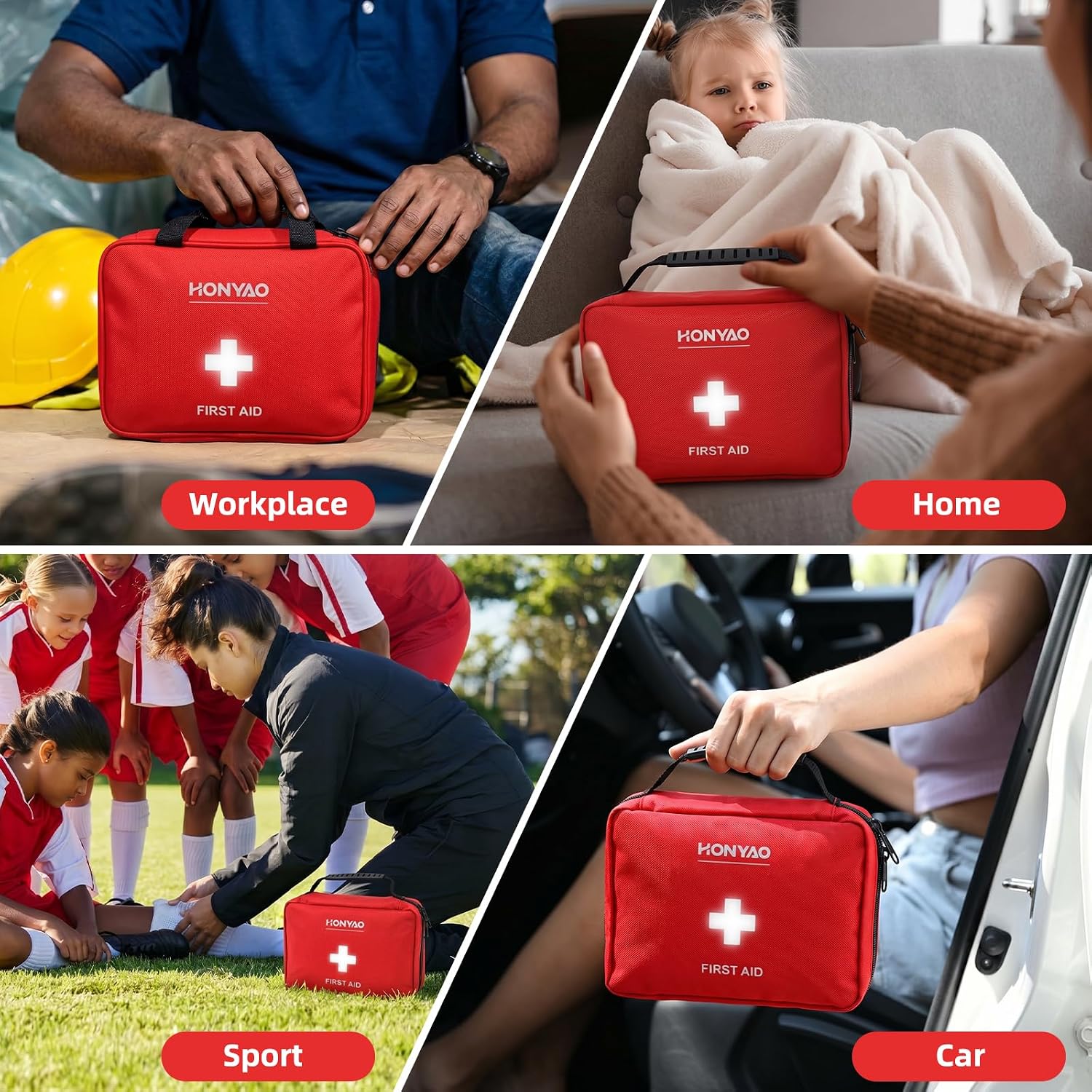 Detalle 2 de HONYAO First Aid Kit 220 Pcs with Premium Waterproof Nylon Shell