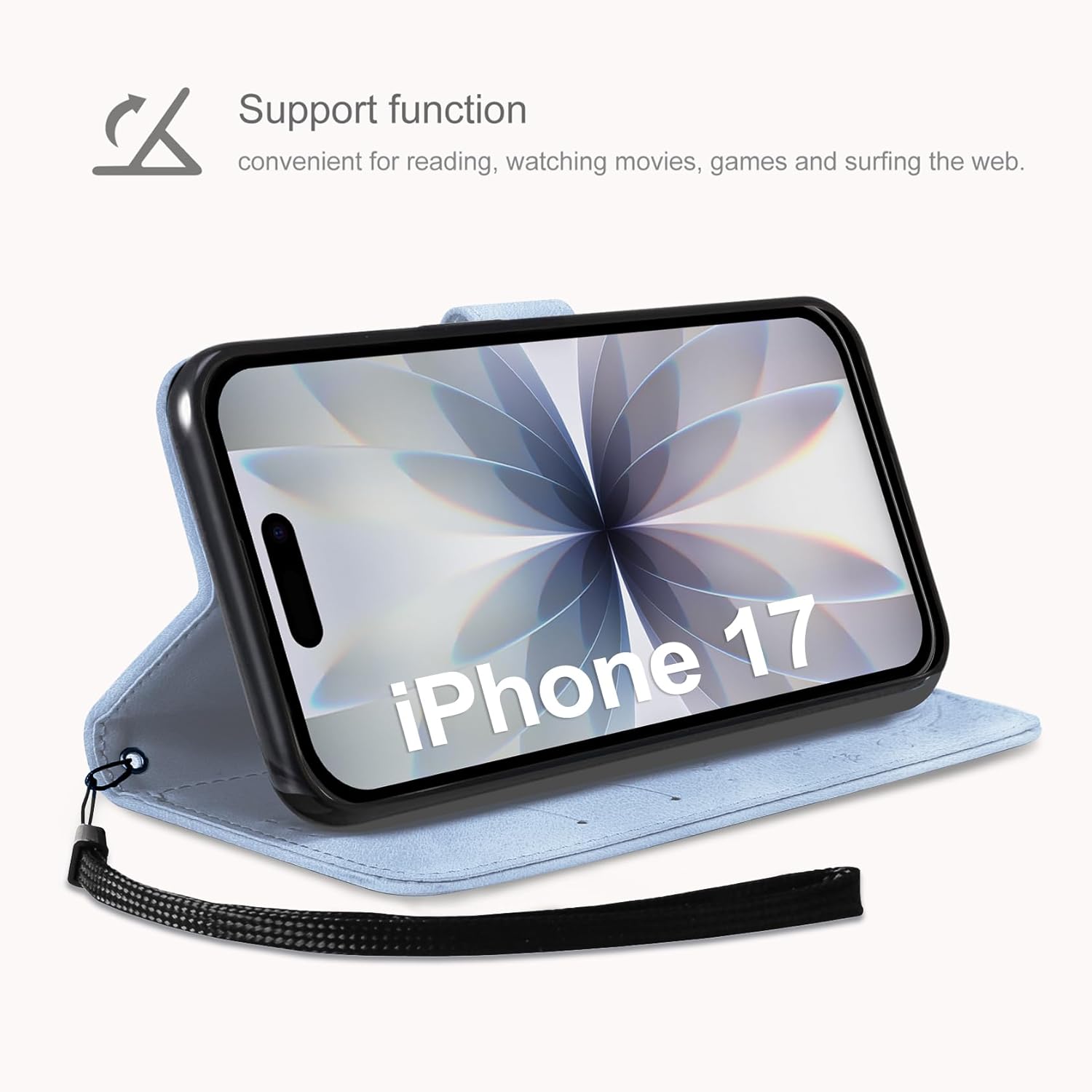 Thumbnail 3 de AROYI Case for iPhone 17 with Tempered Glass Screen Protector & Wallet Fold - Mist Blue
