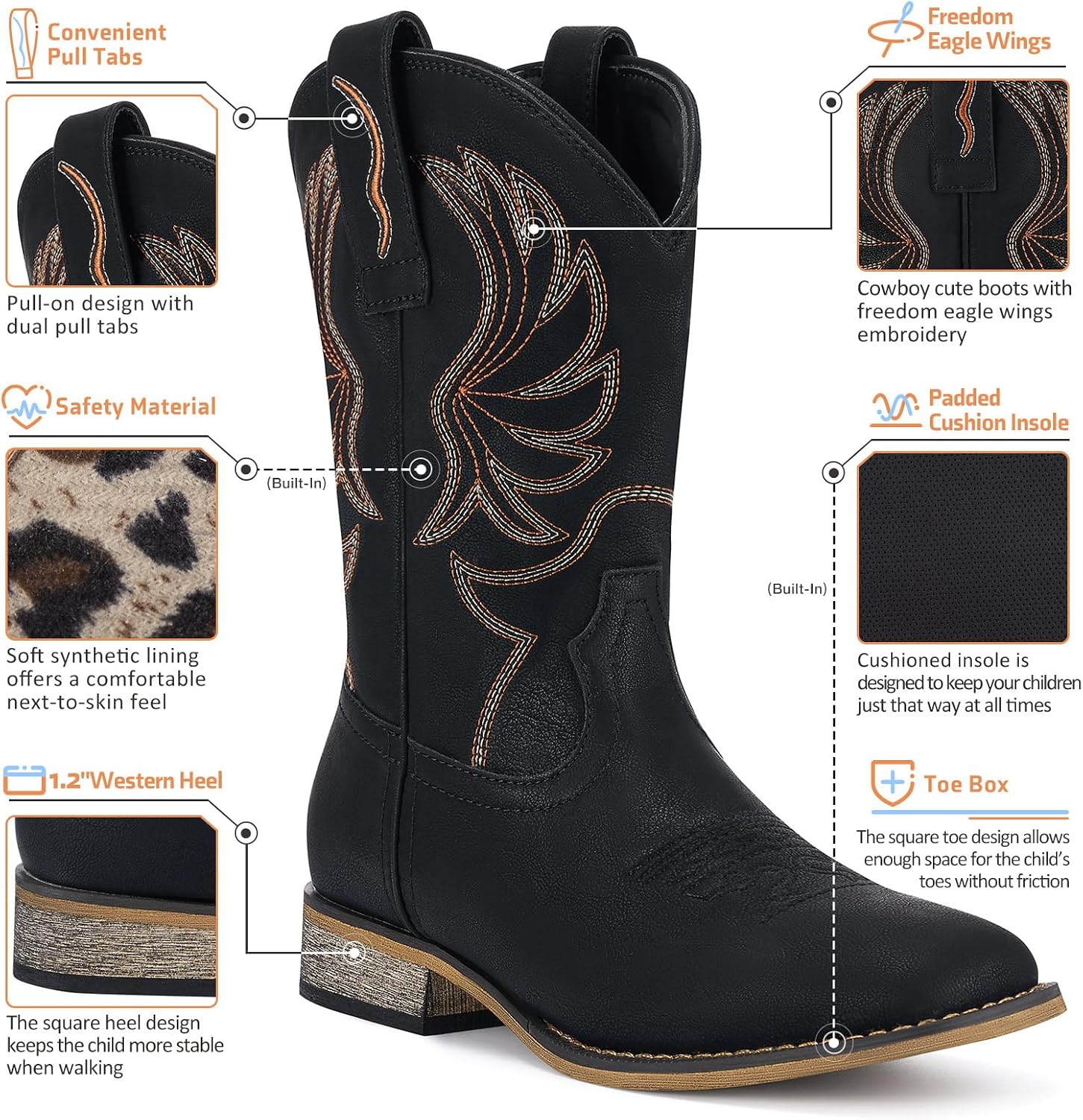 Detalle 2 de Rollda Kids Cowboy Boots Square Toe Toddler