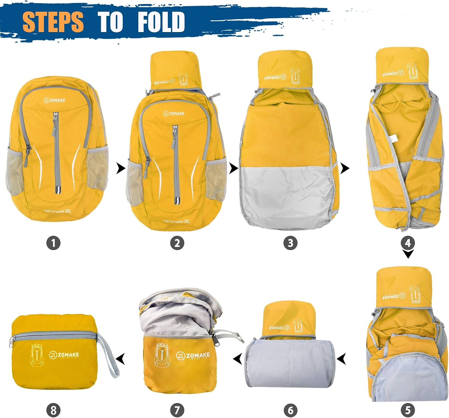 Detalle 2 de ZOMAKE sac à dos pliable ultra-léger 25L (290 g) – daypack randonnée et voyage