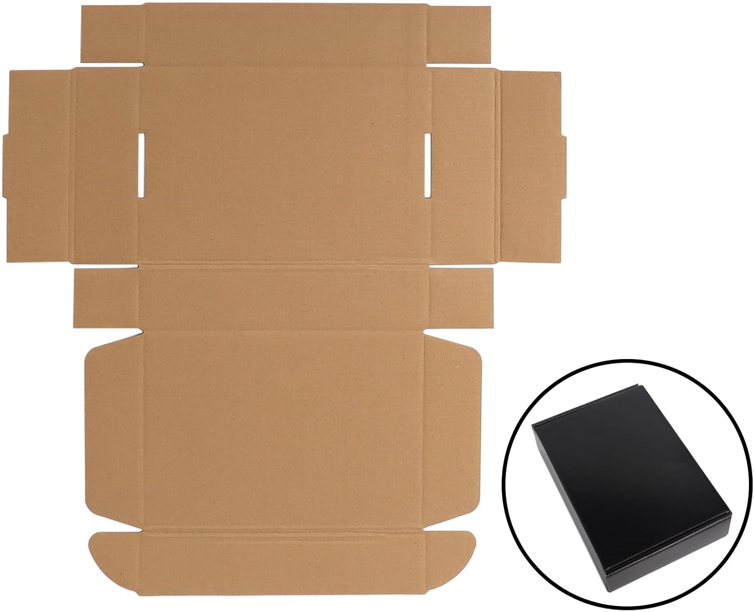 Detalle de HORLIMER Black Shipping Boxes 25 Pack (9x6x2 inch) – Corrugated Cardboard