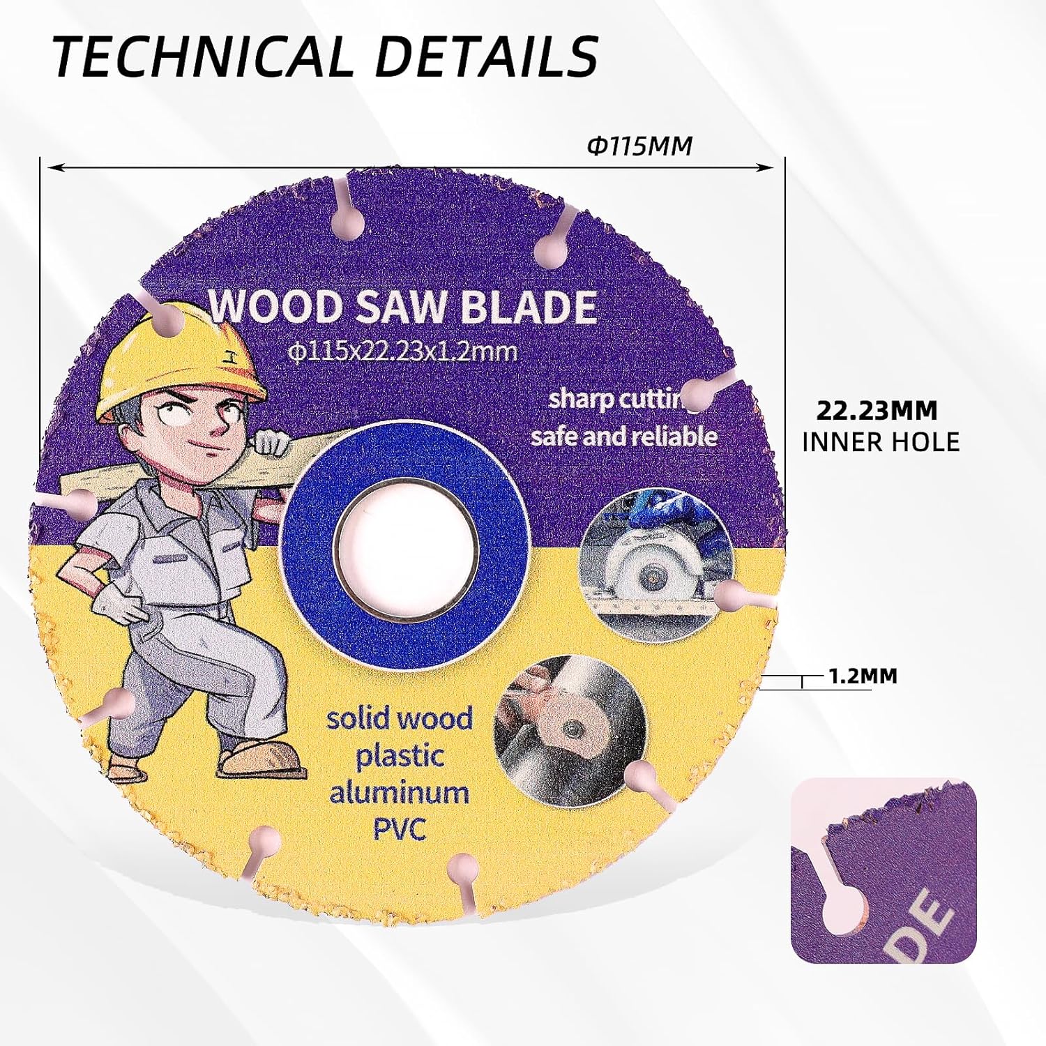 Thumbnail 1 de Indrnif 2x Sägeblatt für Winkelschleifer 115 mm (Hartmetall/Flex) – Trennscheibe für Holz & weitere Materialien