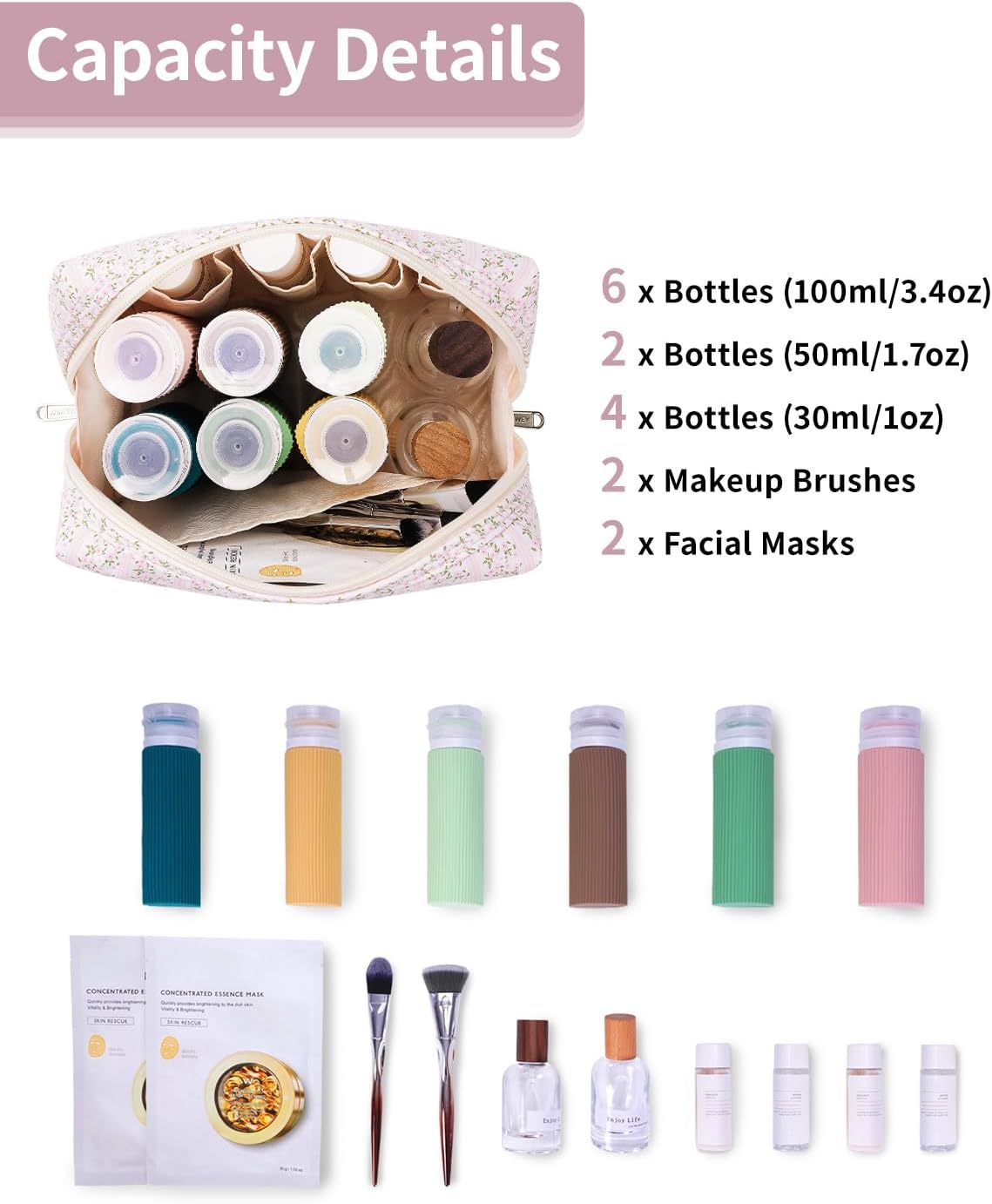 Detalle 2 de Large Makeup Bag Zipper Pouch 22 x 15 x 10 cm