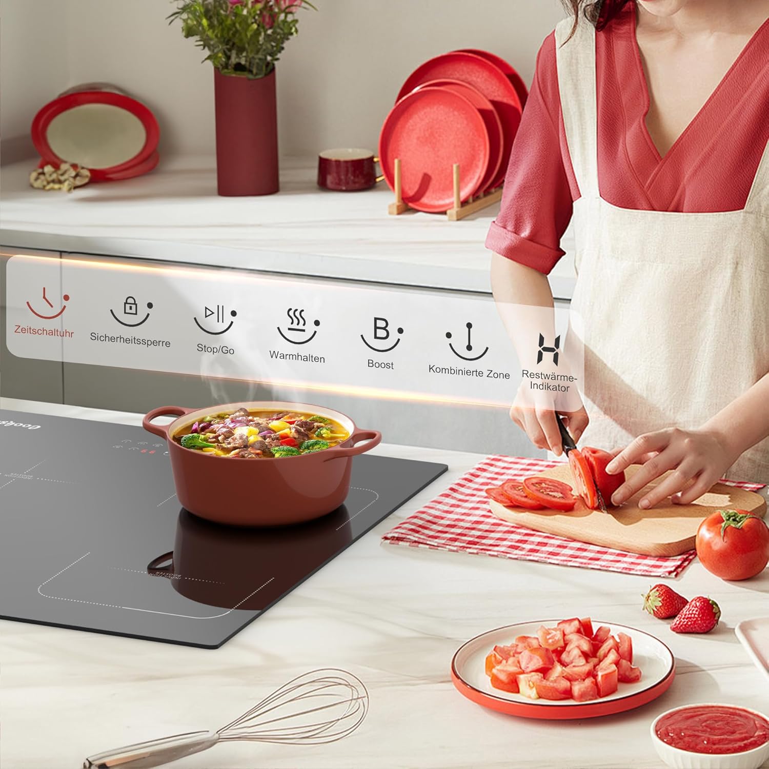 Detalle 2 de Cooksir Induktionskochfeld 60 cm mit Stecker – 4 Zonen, 3500 W, 220 V, 16 A