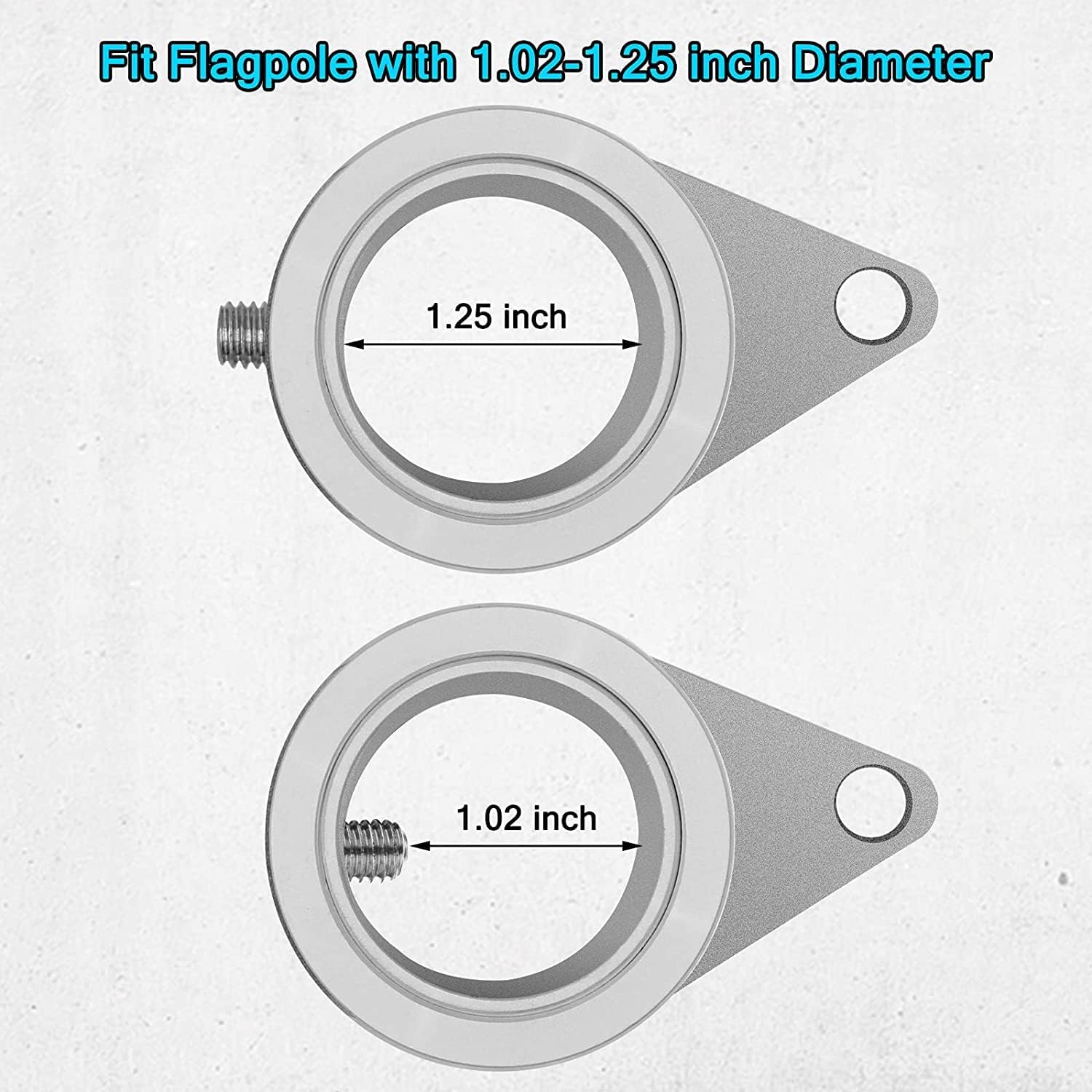 Detalle de Anovo ring-p Flagpole Rings, 360° Rotating, Matte Silver, 1.02–1.25-Inch Poles