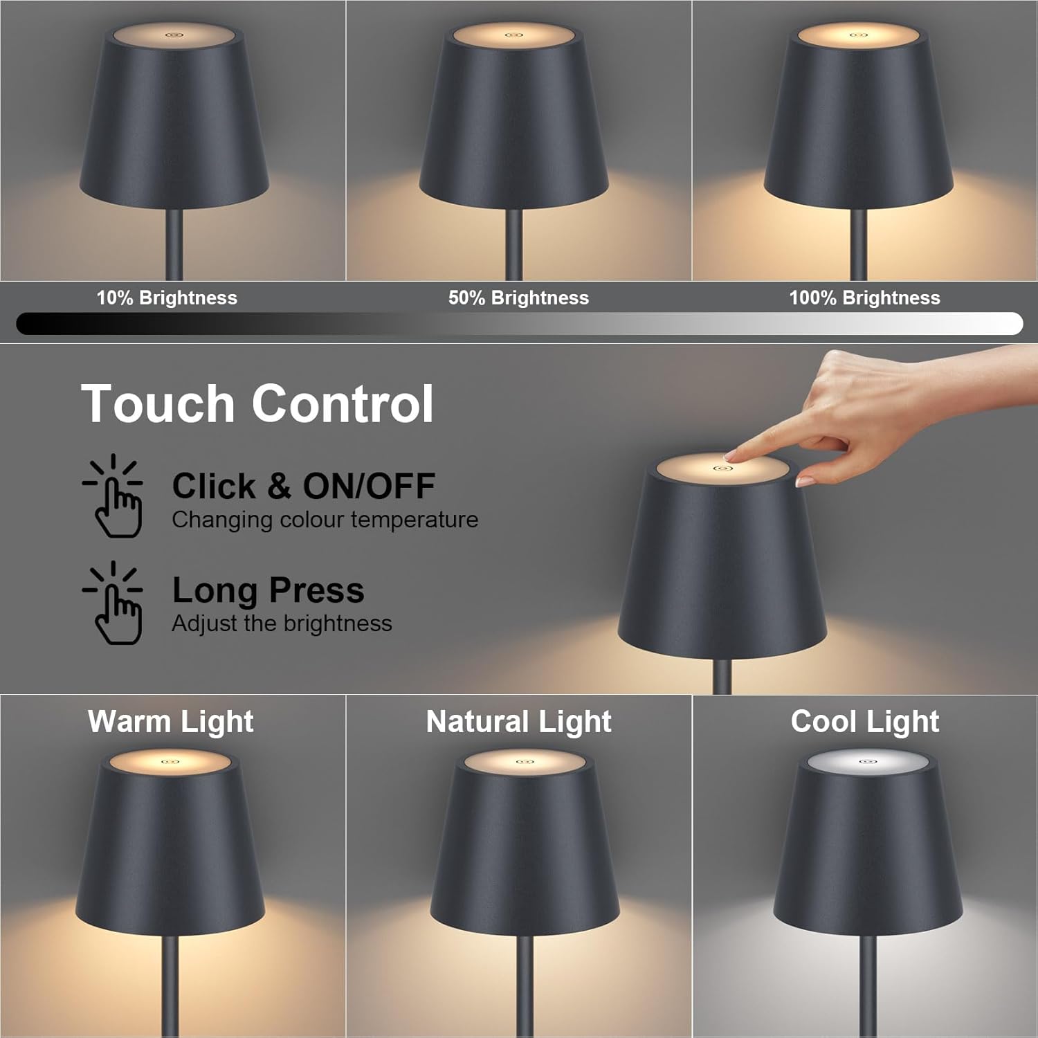 Thumbnail 1 de Coinmit LED kabellose Akku-Stehlampe – dimmbar, wetterbeständig und tragbar