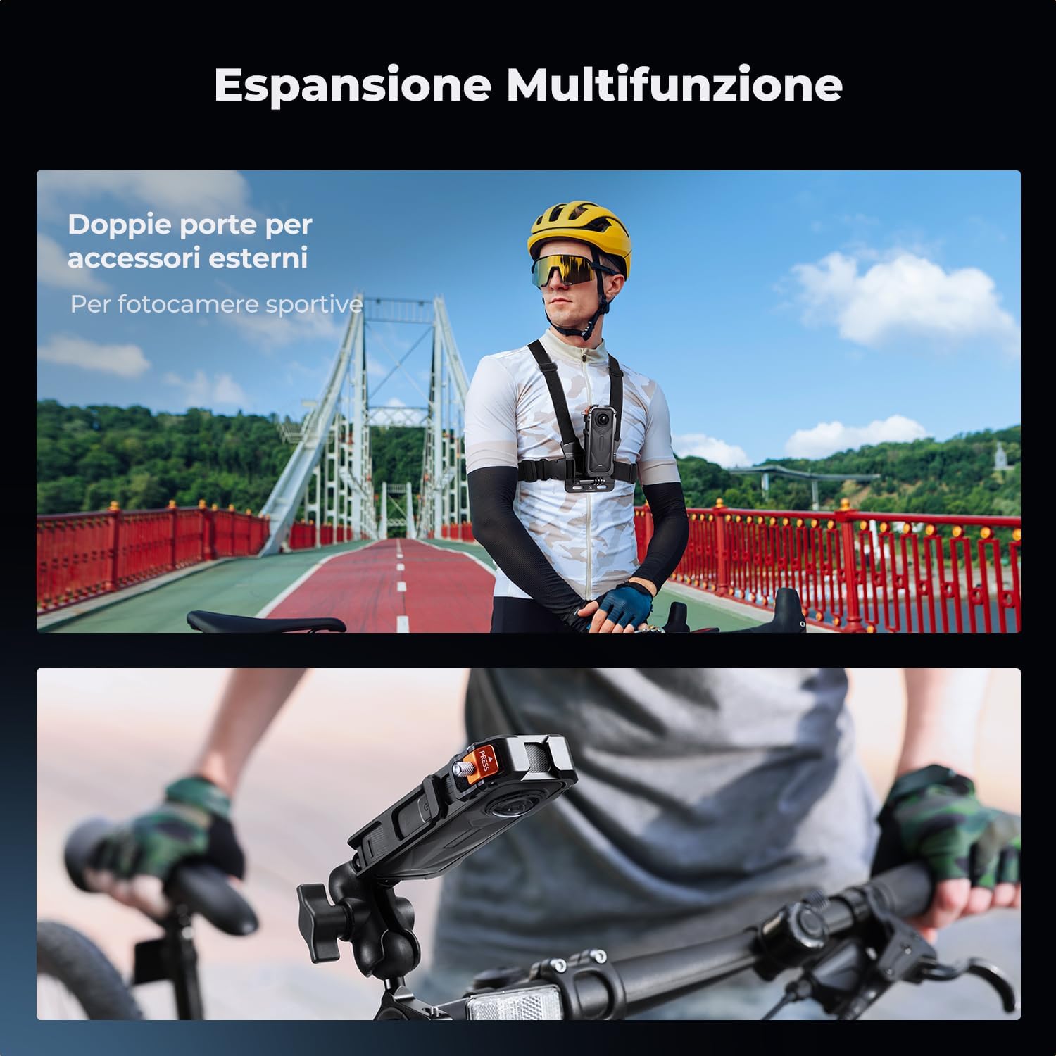 Thumbnail 3 de K&F CONCEPT Gabbia Standard per Insta360 X5: Gabbia in alluminio con doppi attacchi a slitta fredda e protezione obiettivo in silicone