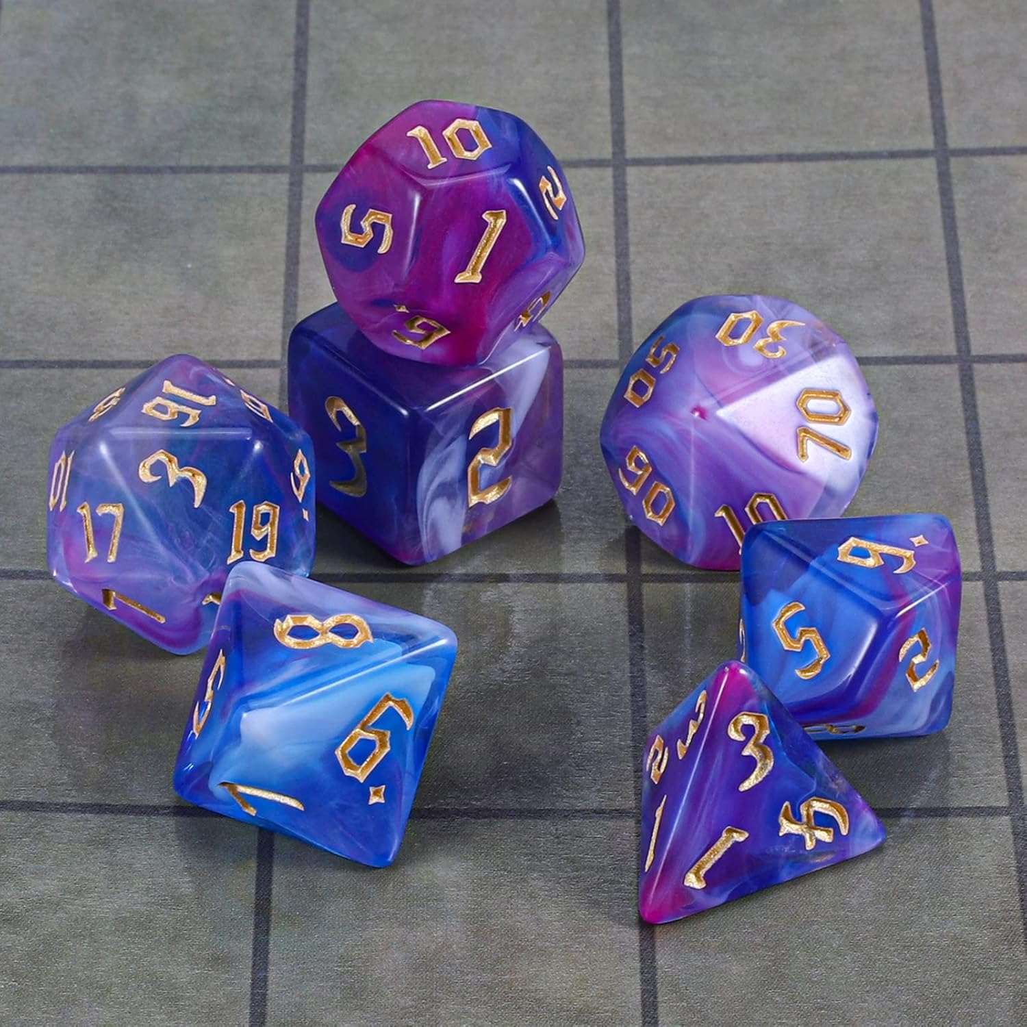 Thumbnail 1 de QMAY DND Dice Set a 7 pezzi – dadi poliedrici acrilico per D&D, MTG e RPG