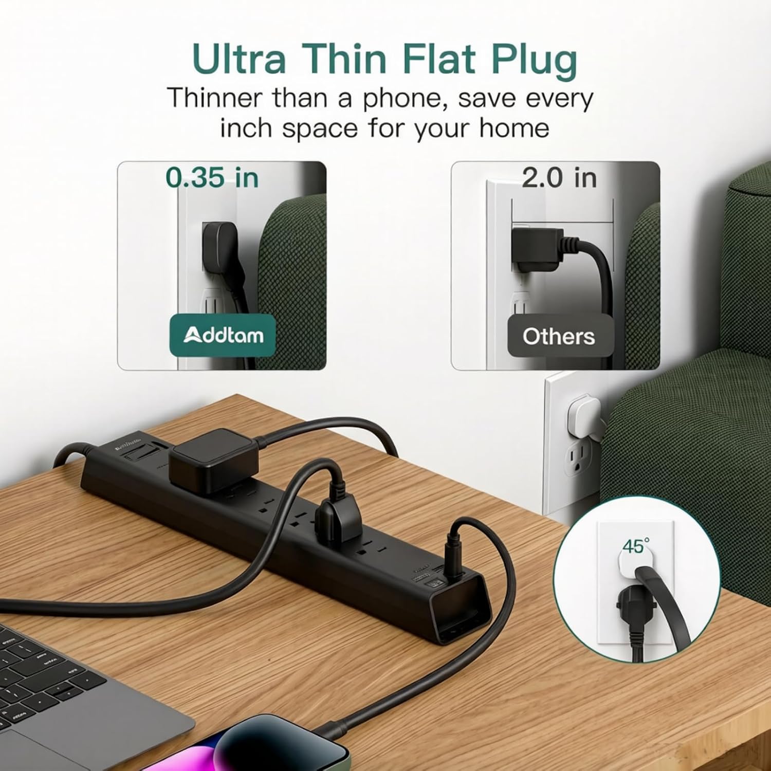 Detalle de Power Strip Surge Protector with 6 AC Outlets