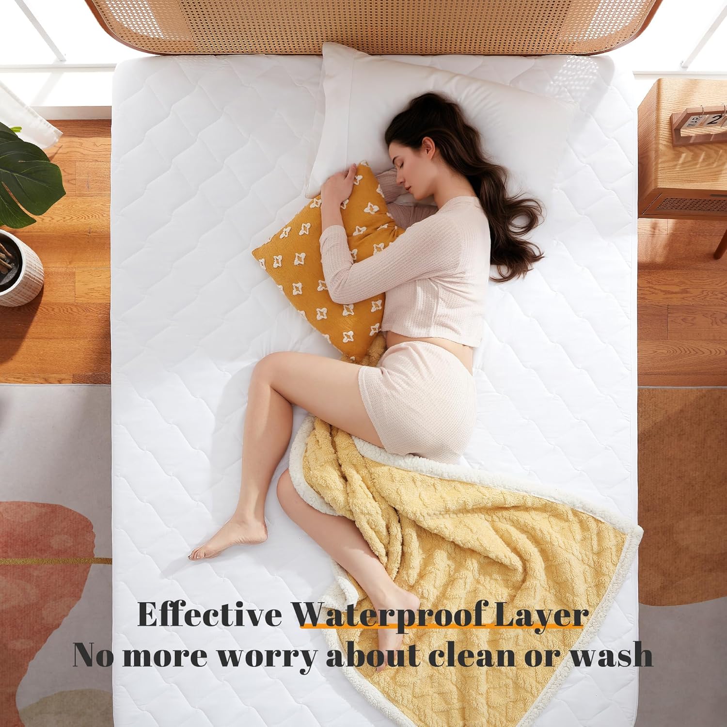 Thumbnail 5 de Sonive Coprimaterasso sottile e impermeabile 90 x 200 cm (Oeko-Tex), traspirante, bianco