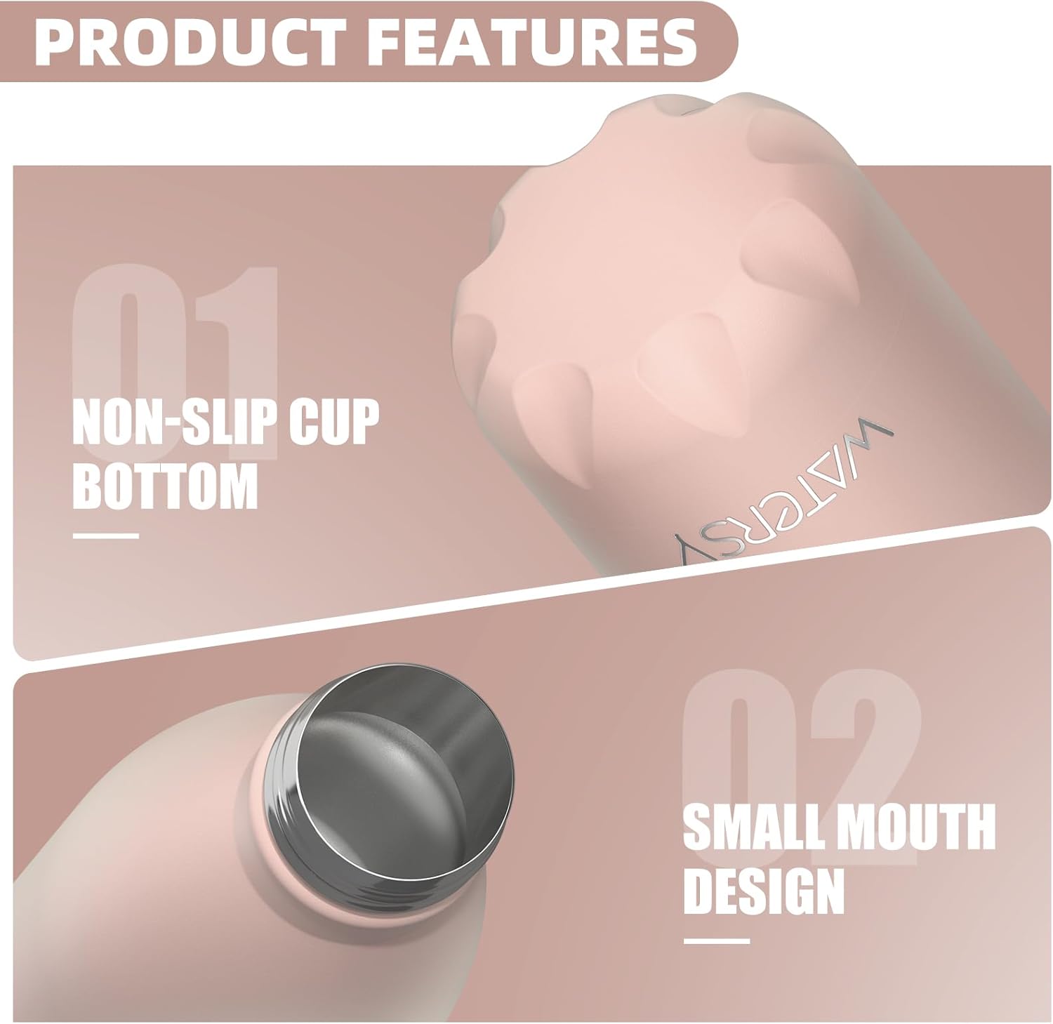 Thumbnail 1 de WATERSY 500ml Double Walled Stainless Steel Insulated Water Bottle (Nectarine)