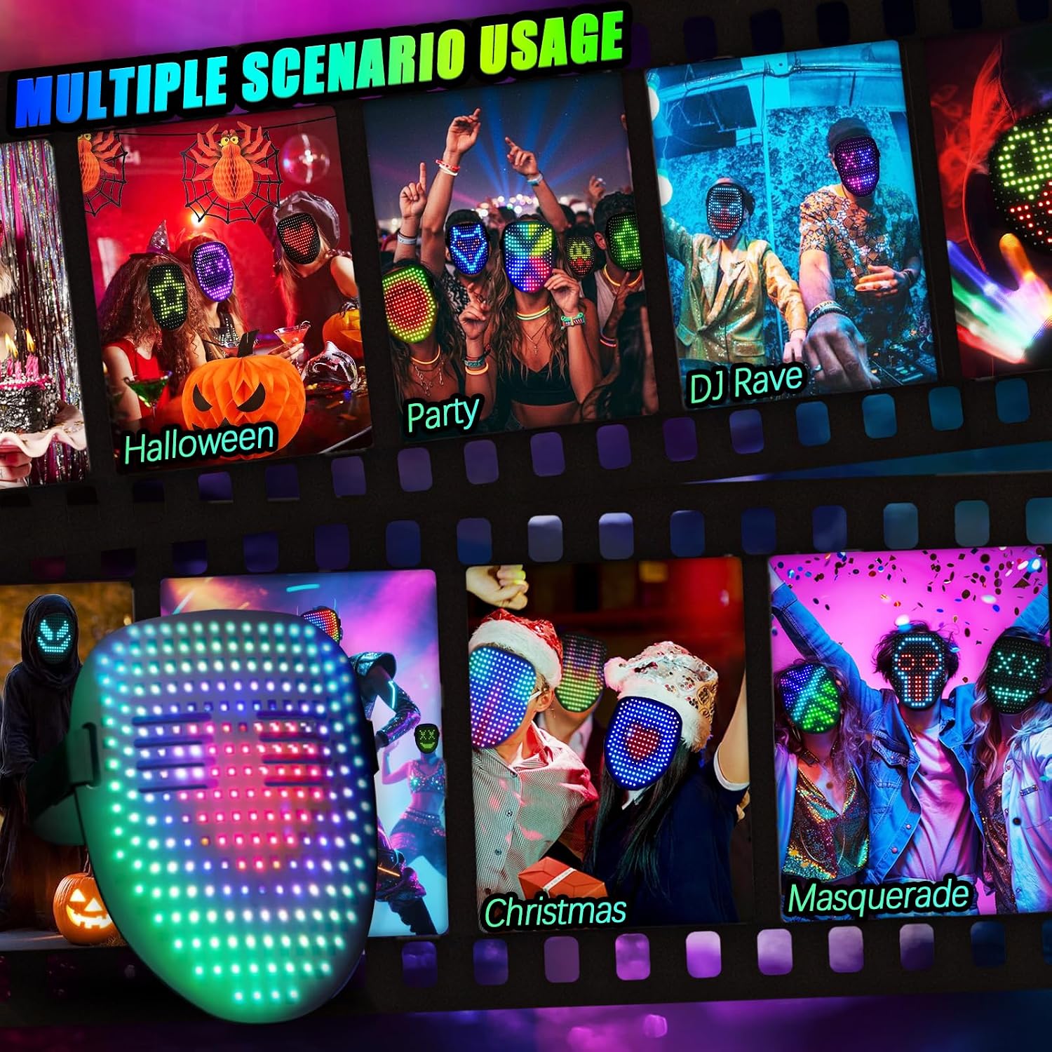 Thumbnail 6 de Ompusos SMD 2727 LED Light-Up Mask, 50 Patterns, Gesture Control