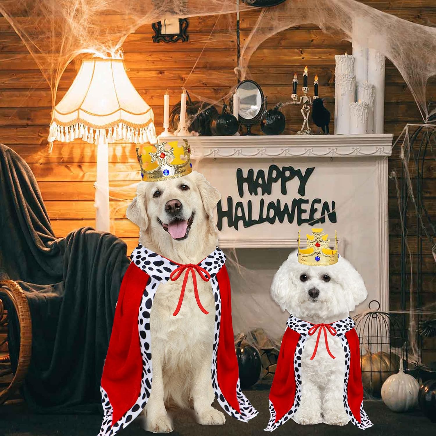 Thumbnail 1 de PAYHTOW Dog King Costume, Large Polyester Cloak and Crown Set