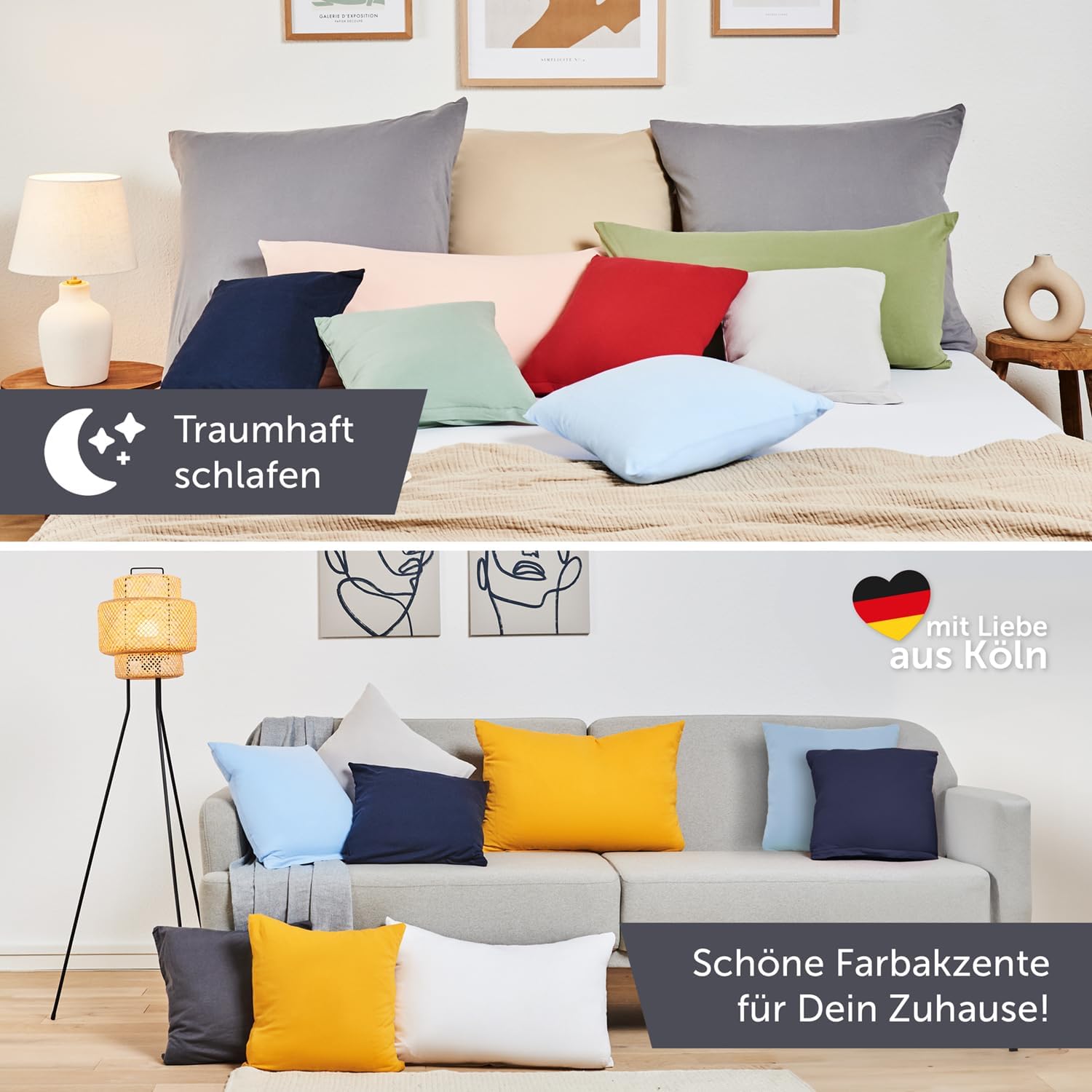 Detalle 2 de Blumtal Jersey Kissenbezug 70x90 2er Set