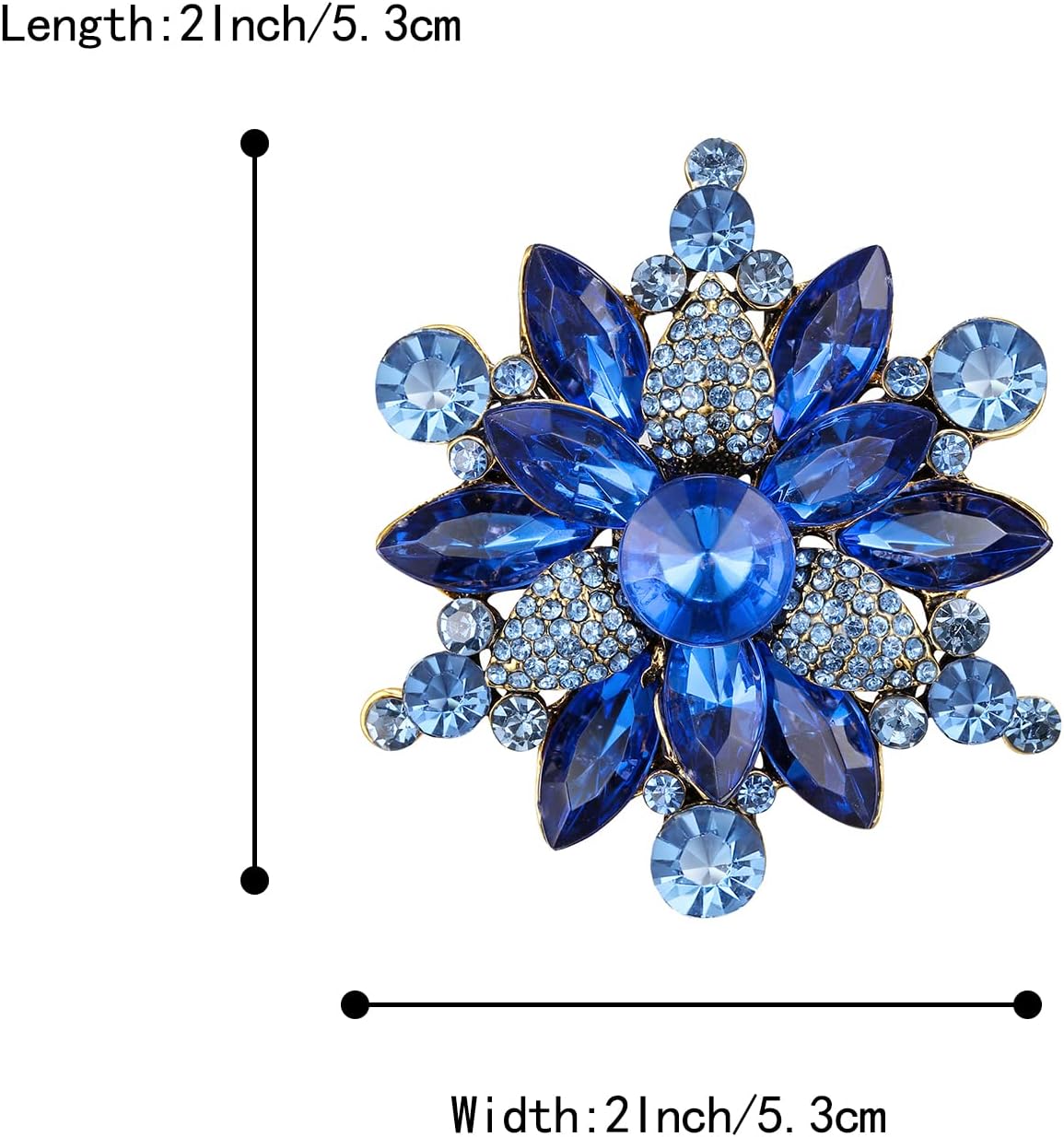 Thumbnail 3 de Broche fleur Clearine en cristal autrichien et strass, style art déco (marquise) vert émeraude et ton antique or