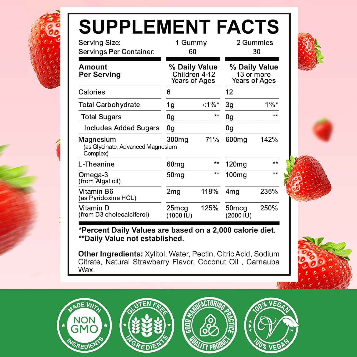 Detalle de ReviNutra Magnesium Gummies, Strawberry Flavor