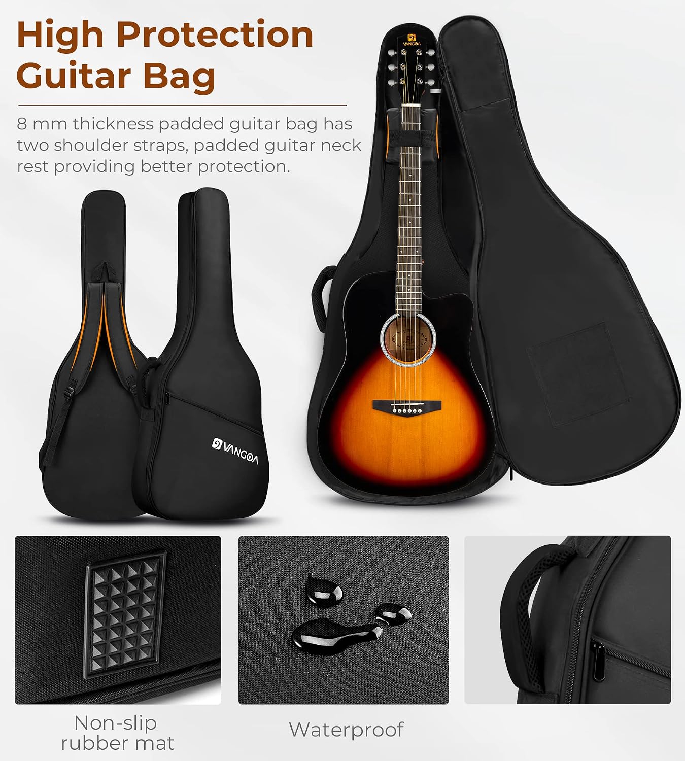 Detalle 2 de Vangoa 4/4 Acoustic Guitar 41-inch starter kit 🎸