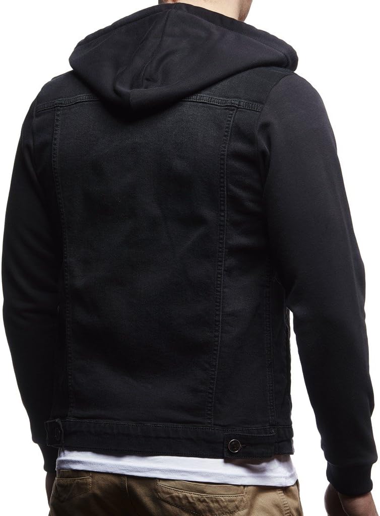 Thumbnail 2 de Leif Nelson veste à manches longues à capuche en jean vieilli et sweat pour homme, coupe près du corps